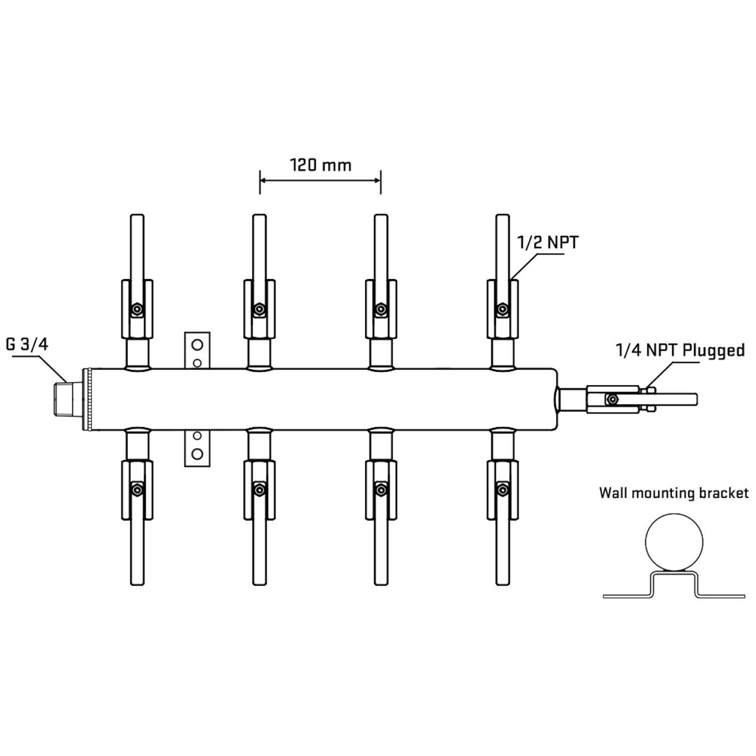 M508B080422 Manifolds Stainless Steel Double Sided