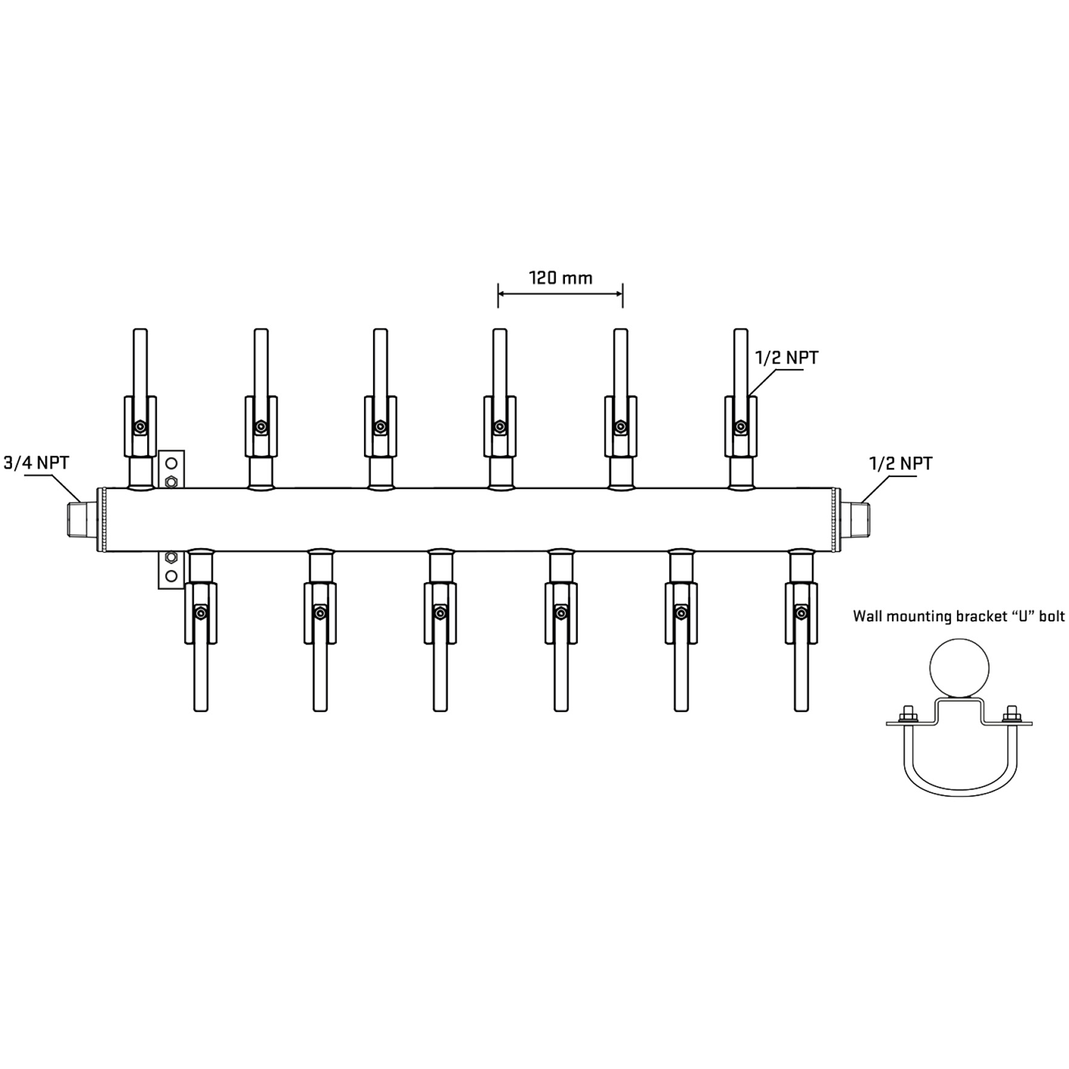 M5F2B080831 Manifolds Stainless Steel Double Sided