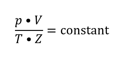 Formule van de gaswet van Boyle inclusief de samendrukbaarheidsfactor.