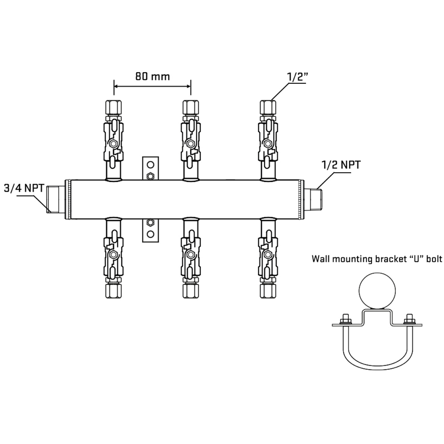 M506A051031 Manifolds Stainless Steel Double Sided