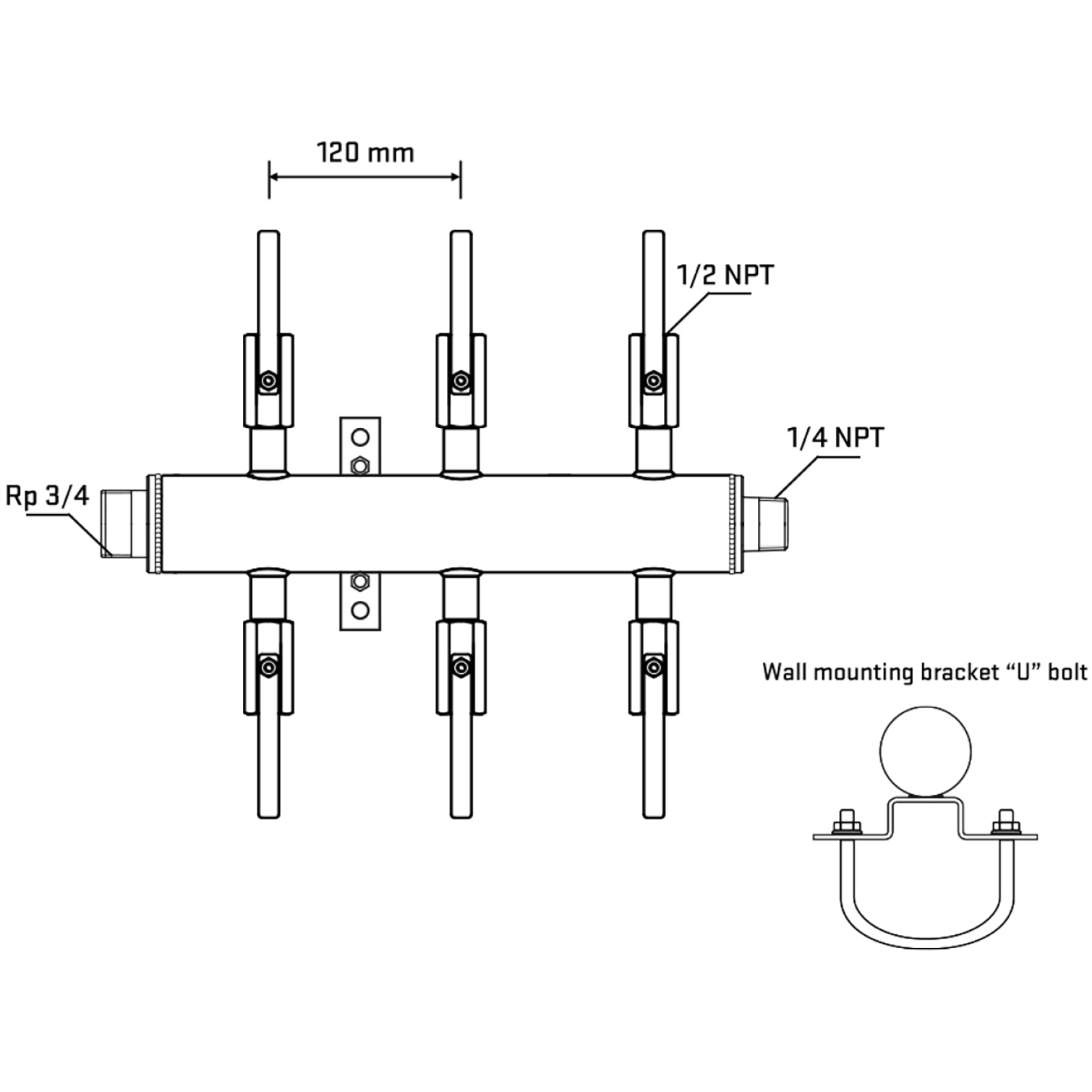 M506B080641 Manifolds Stainless Steel Double Sided