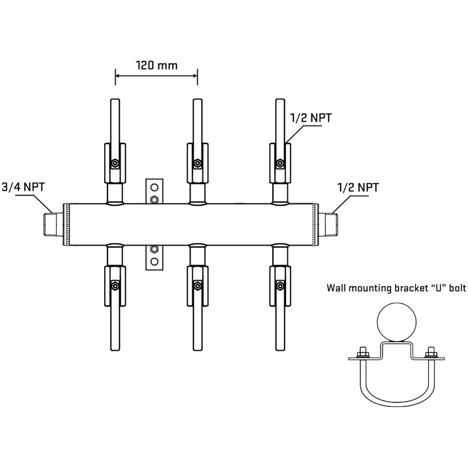 M506B080831 Manifolds Stainless Steel Double Sided