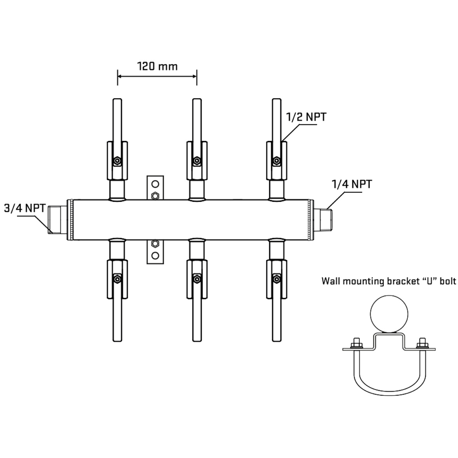 M506B081041 Manifolds Stainless Steel Double Sided