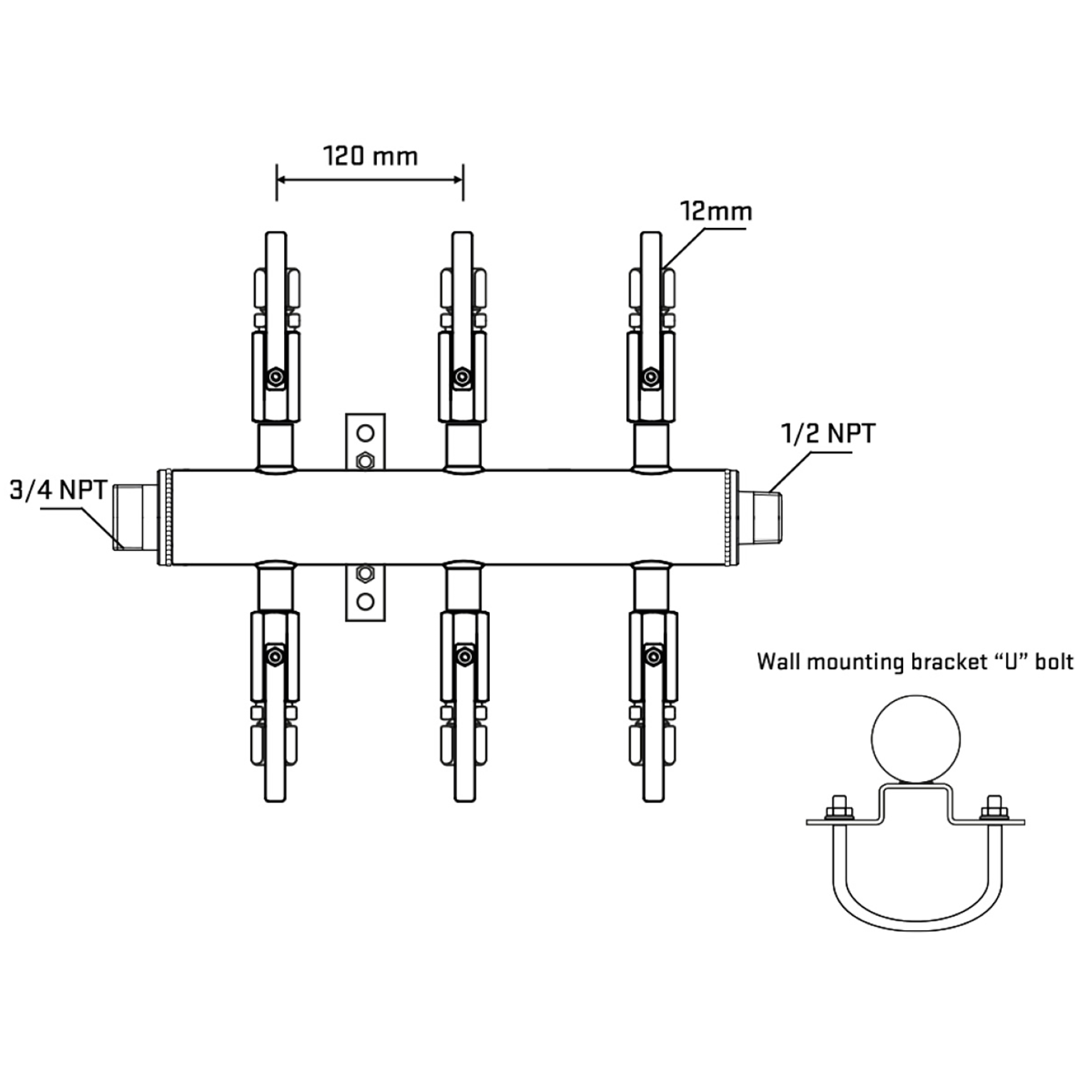 M506B101031 Manifolds Stainless Steel Double Sided