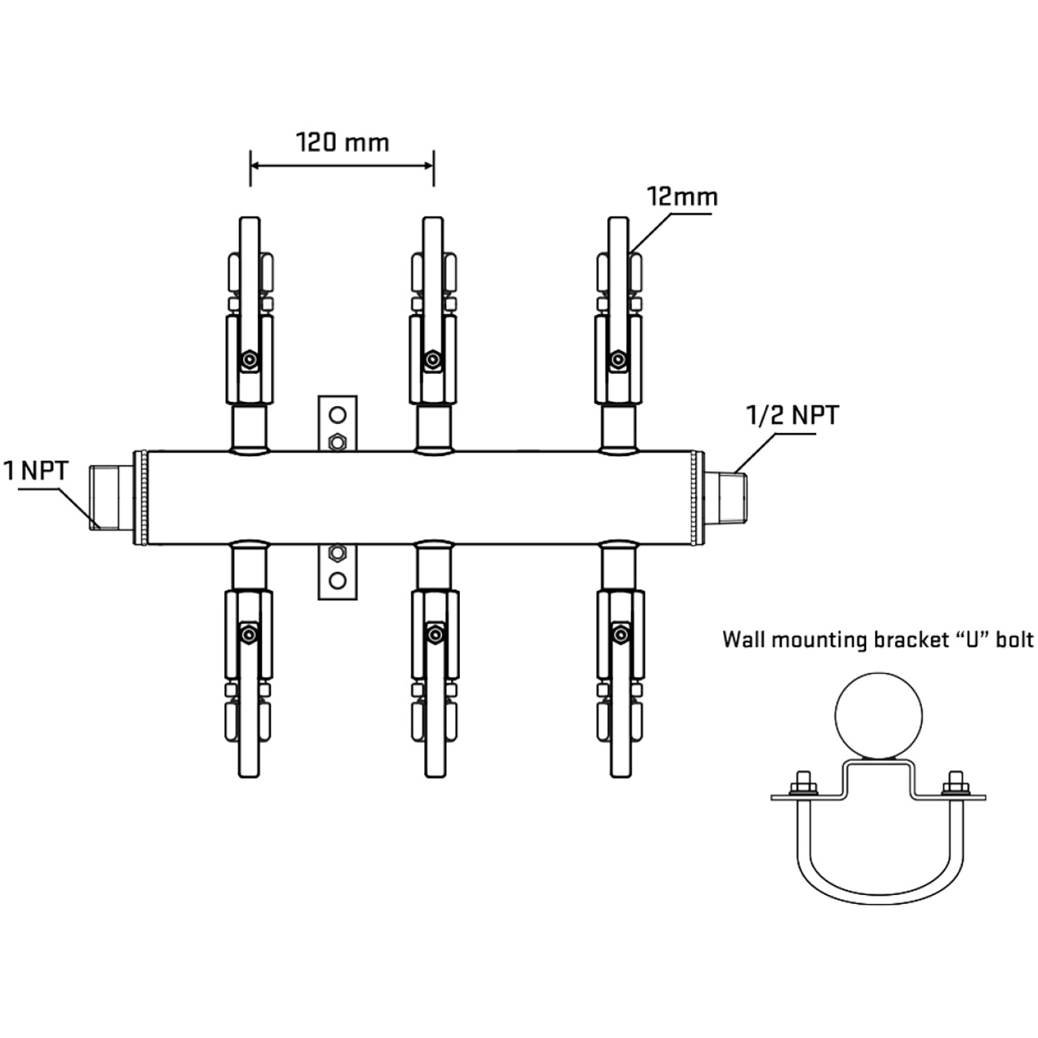 M506B101131 Manifolds Stainless Steel Double Sided