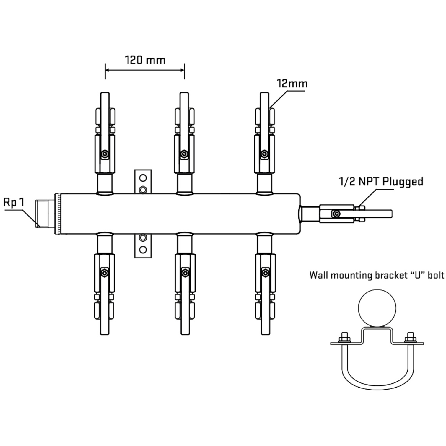 M506B110711 Manifolds Stainless Steel Double Sided