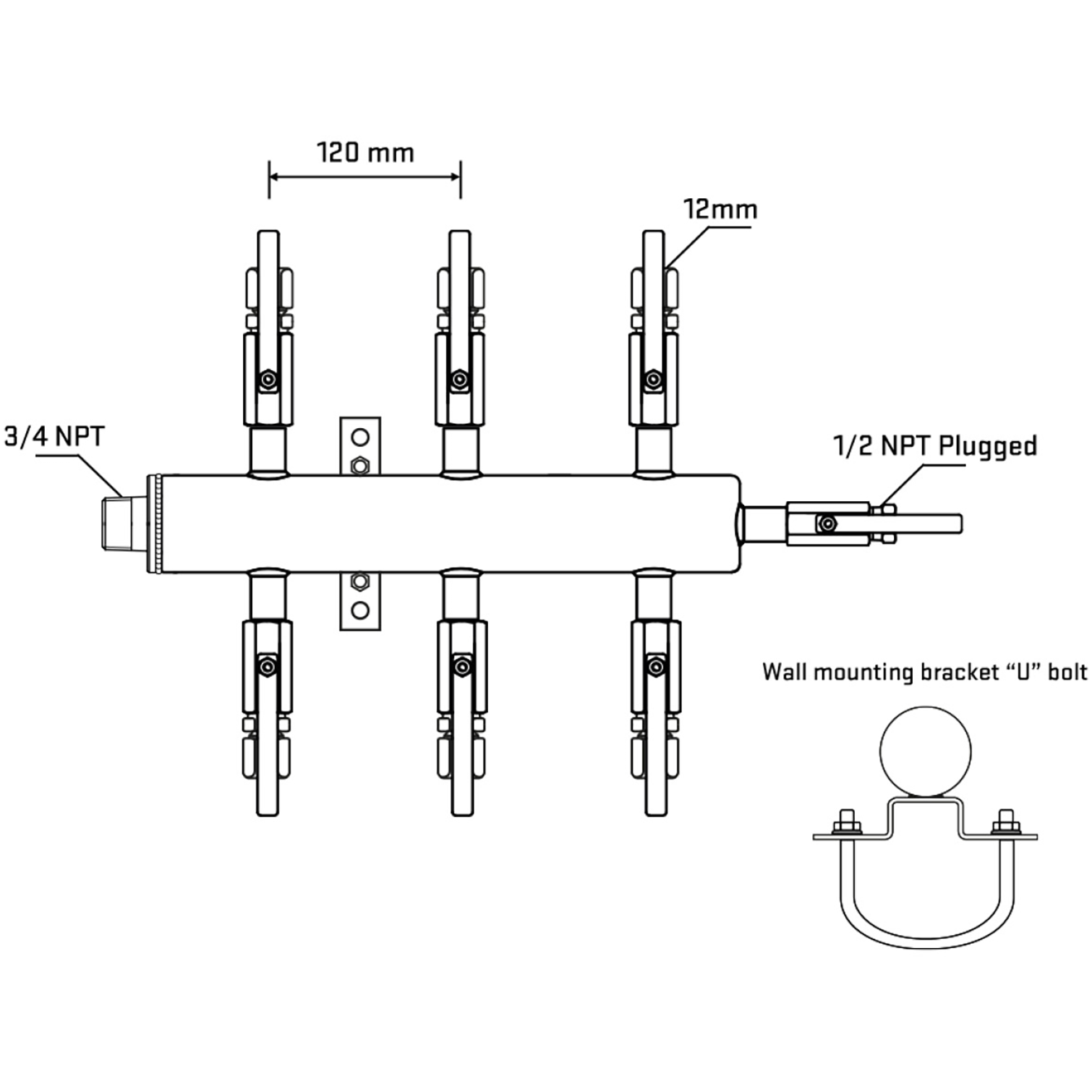 M506B110811 Manifolds Stainless Steel Double Sided