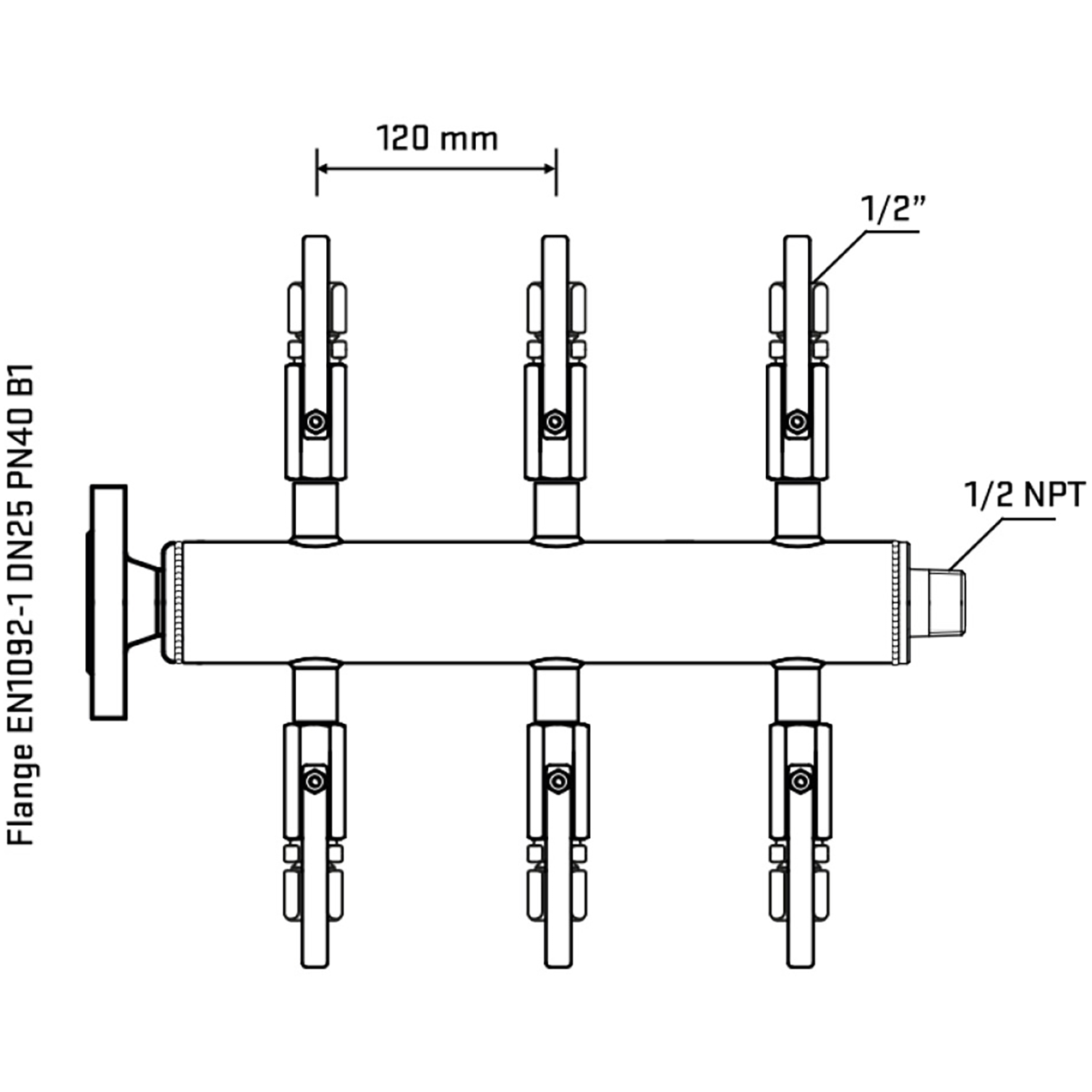 M506B120330 Manifolds Stainless Steel Double Sided