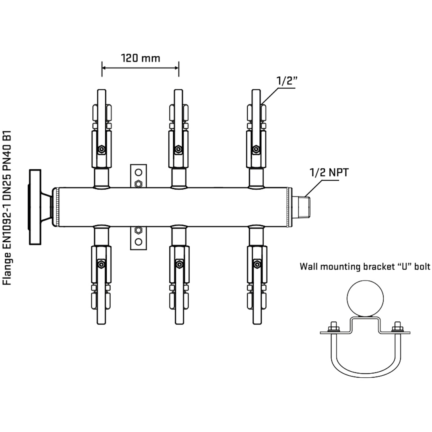 M506B120331 Manifolds Stainless Steel Double Sided