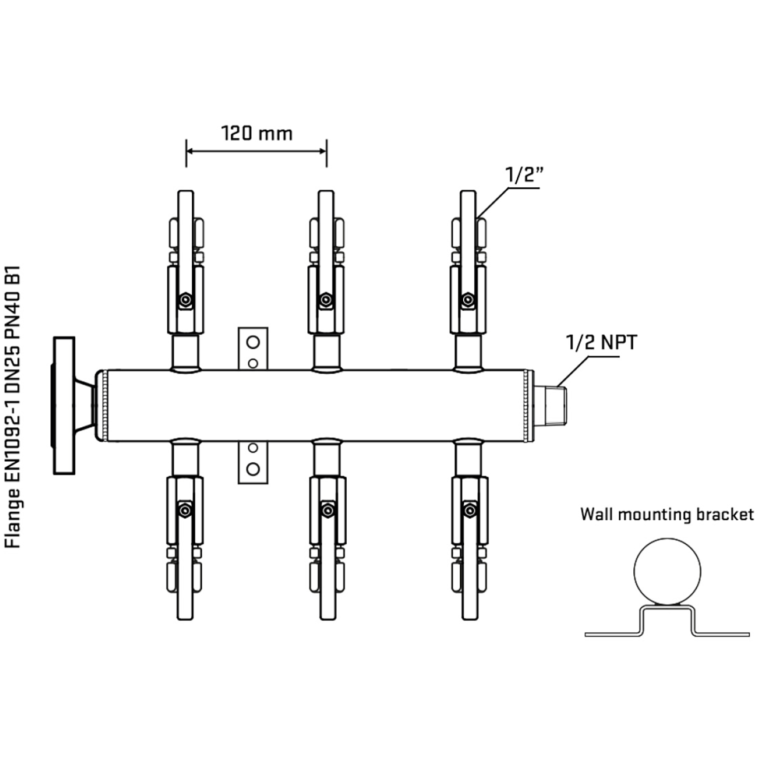 M506B120332 Manifolds Stainless Steel Double Sided