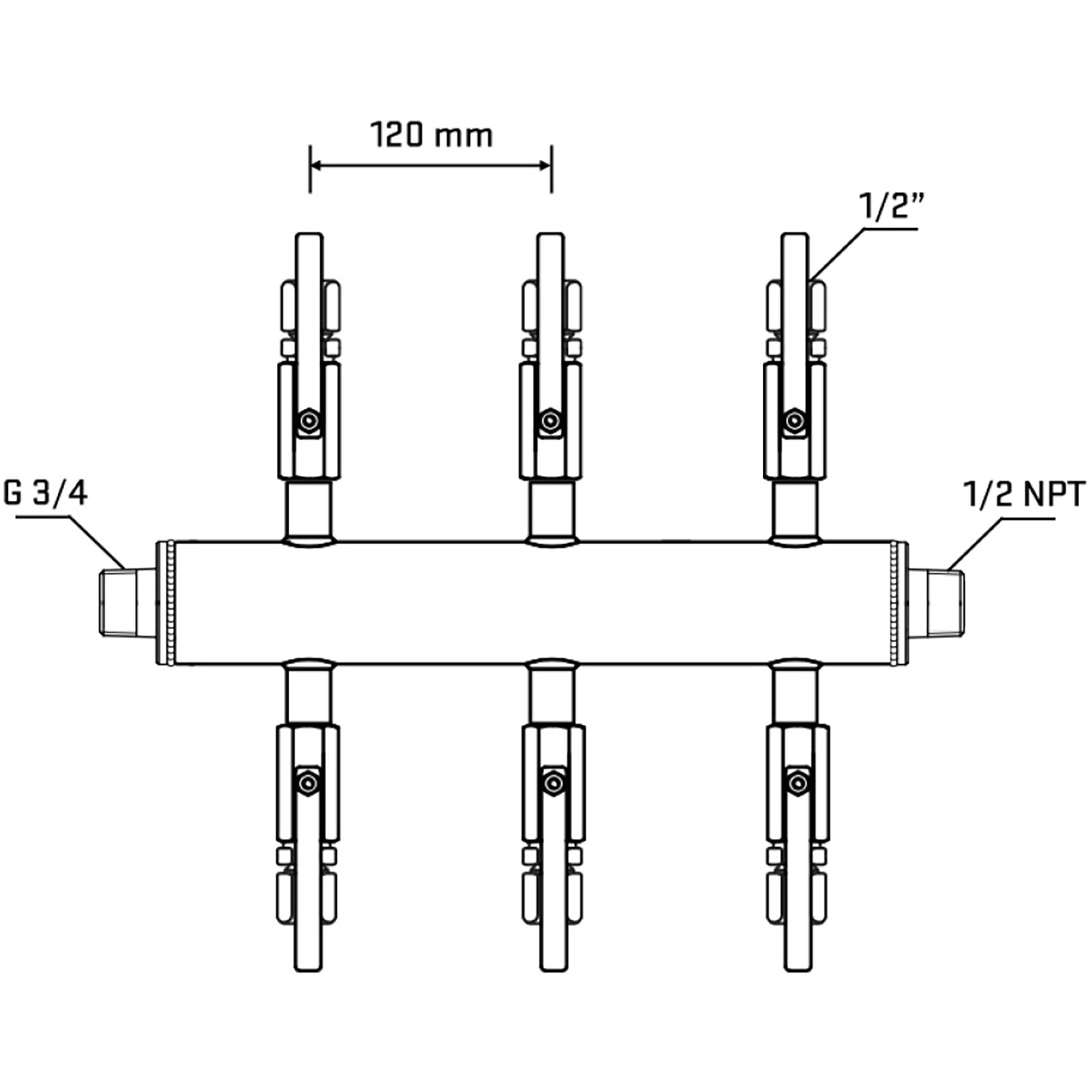 M506B120430 Manifolds Stainless Steel Double Sided