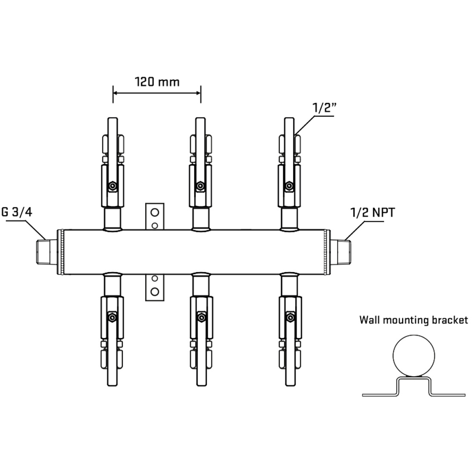 M506B120432 Manifolds Stainless Steel Double Sided