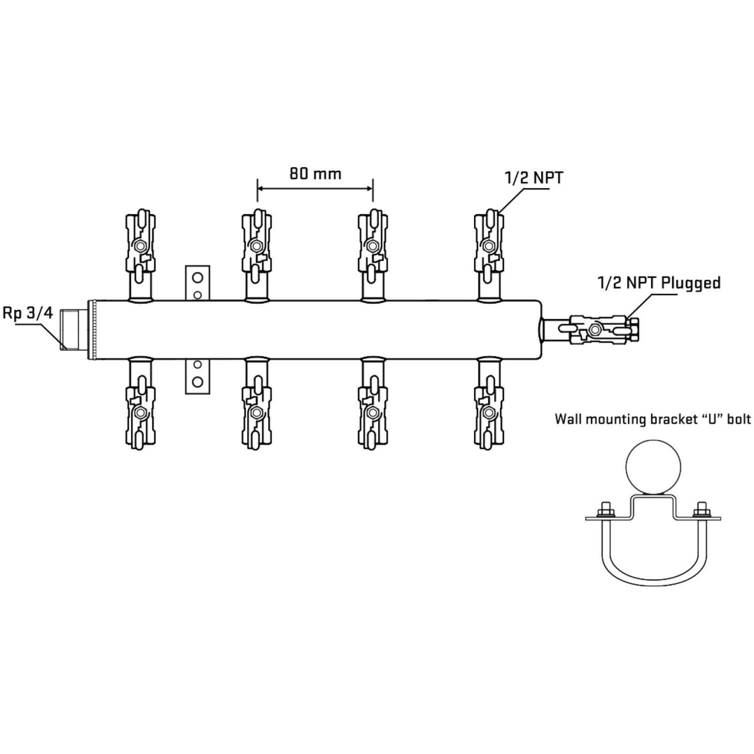 M508A010611 Manifolds Stainless Steel Double Sided