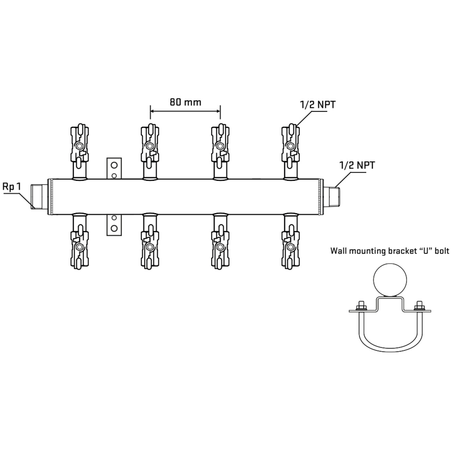 M508A010731 Manifolds Stainless Steel Double Sided