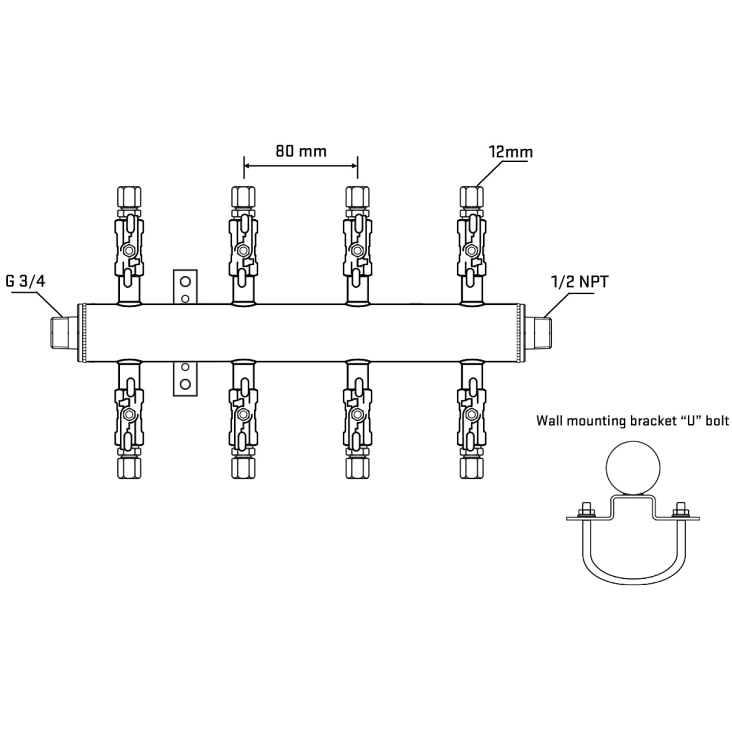 M508A030431 Manifolds Stainless Steel Double Sided