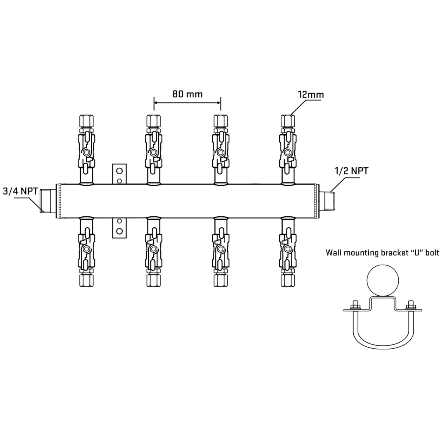 M508A031031 Manifolds Stainless Steel Double Sided