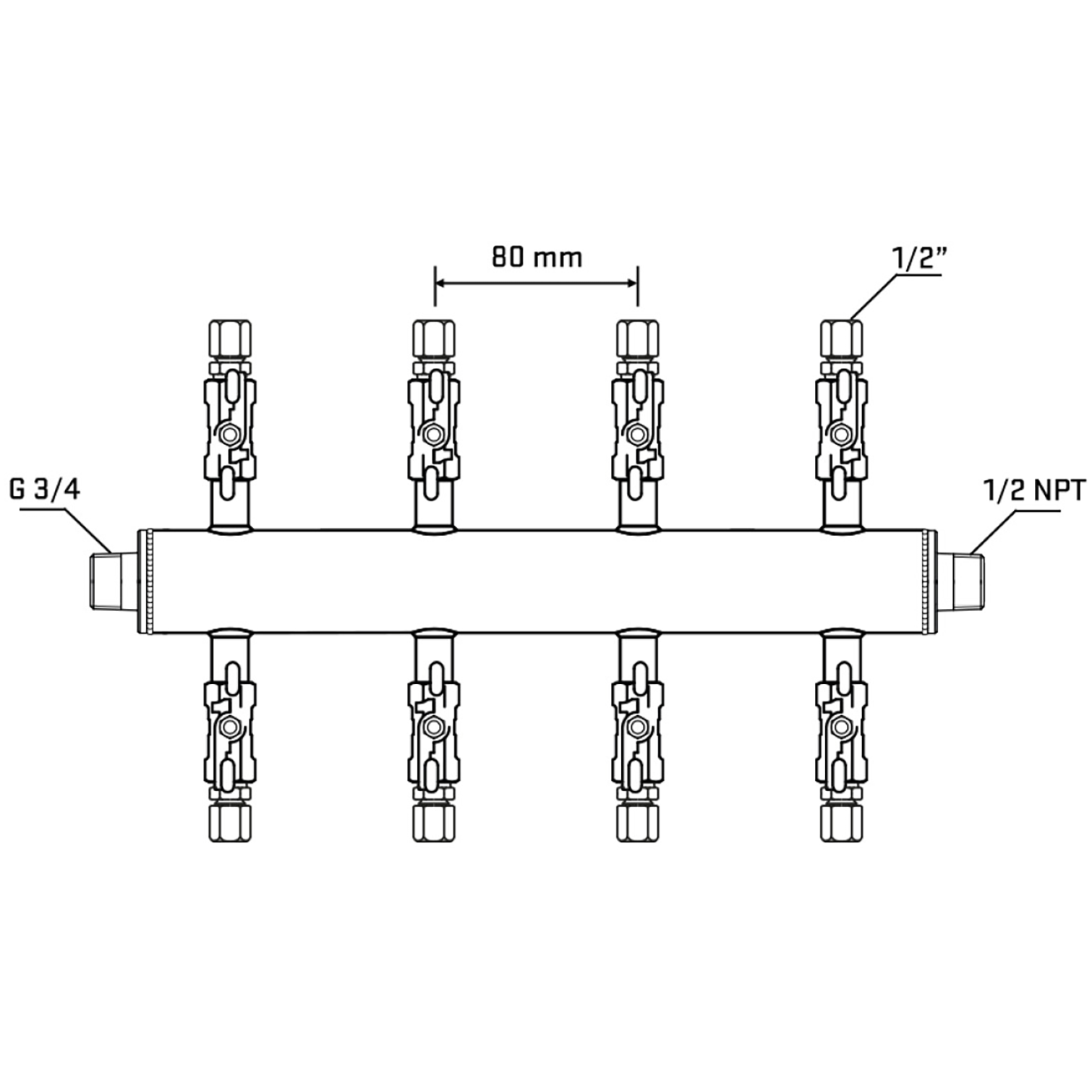 M508A050430 Manifolds Stainless Steel Double Sided