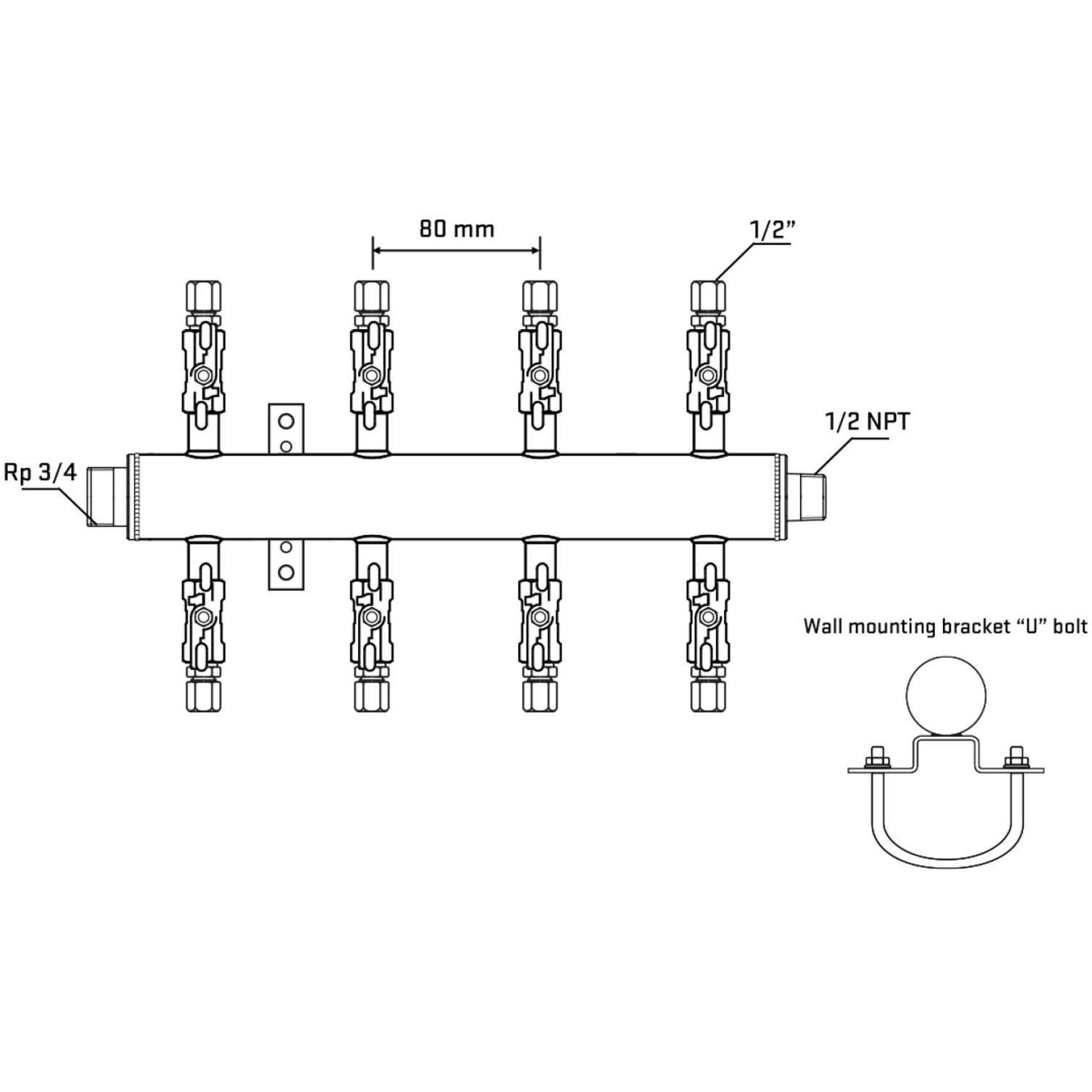 M508A050631 Manifolds Stainless Steel Double Sided