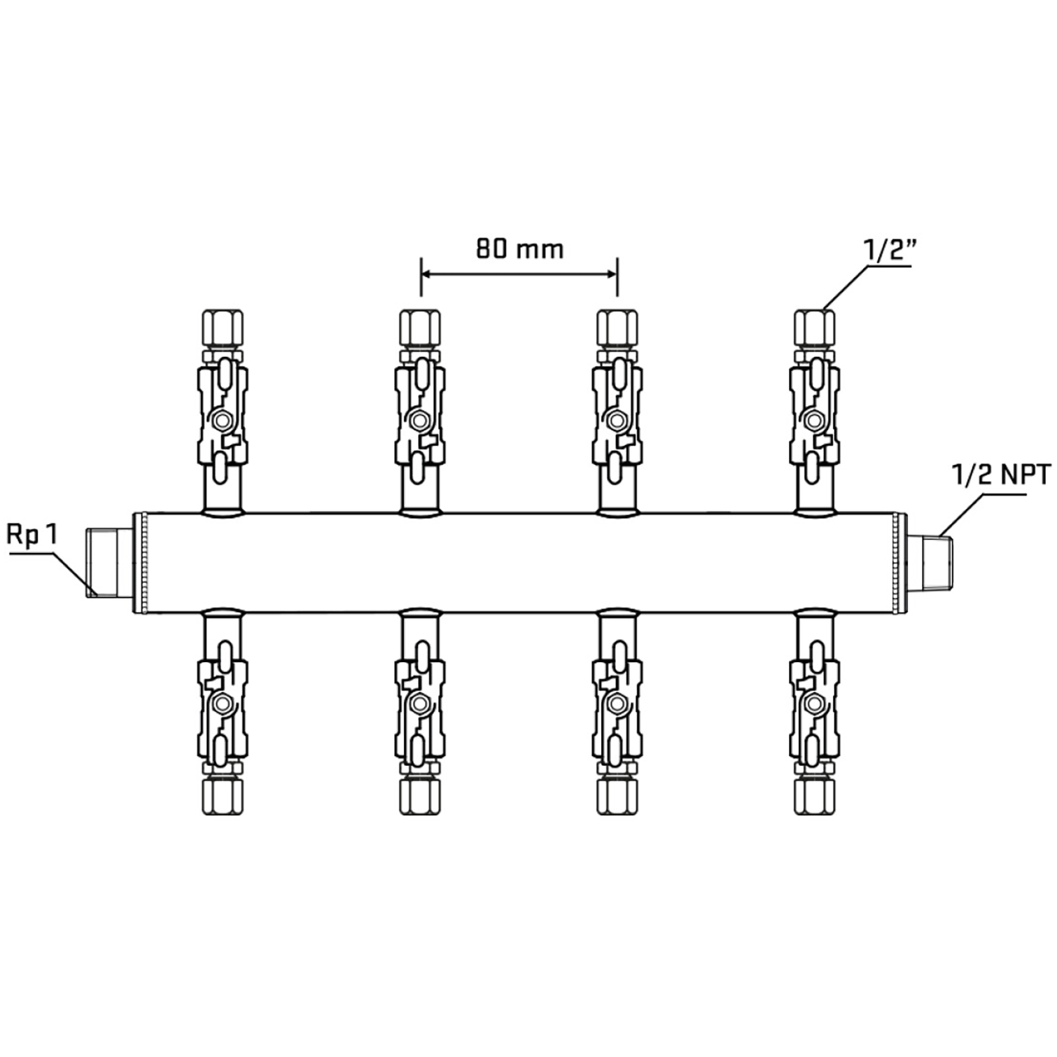 M508A050730 Manifolds Stainless Steel Double Sided