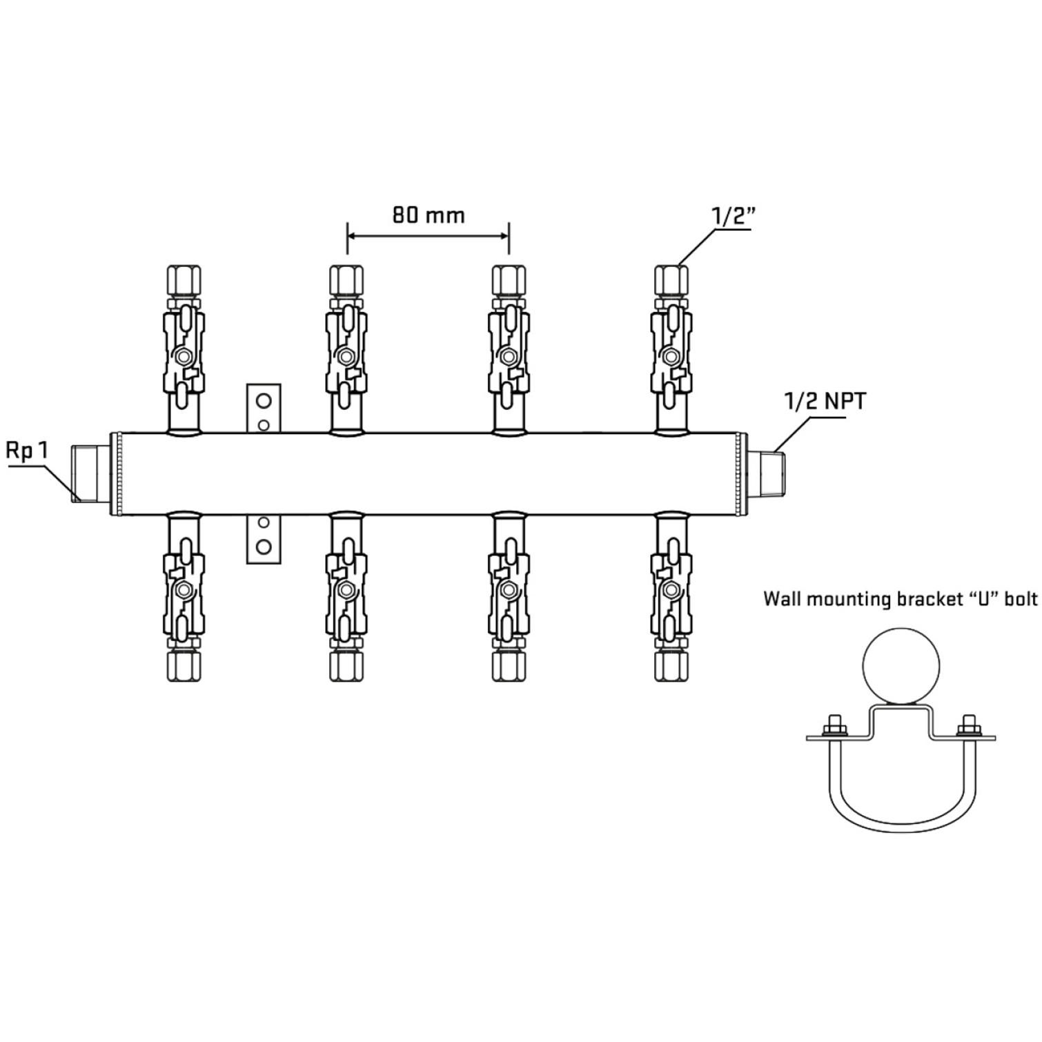 M508A050731 Manifolds Stainless Steel Double Sided