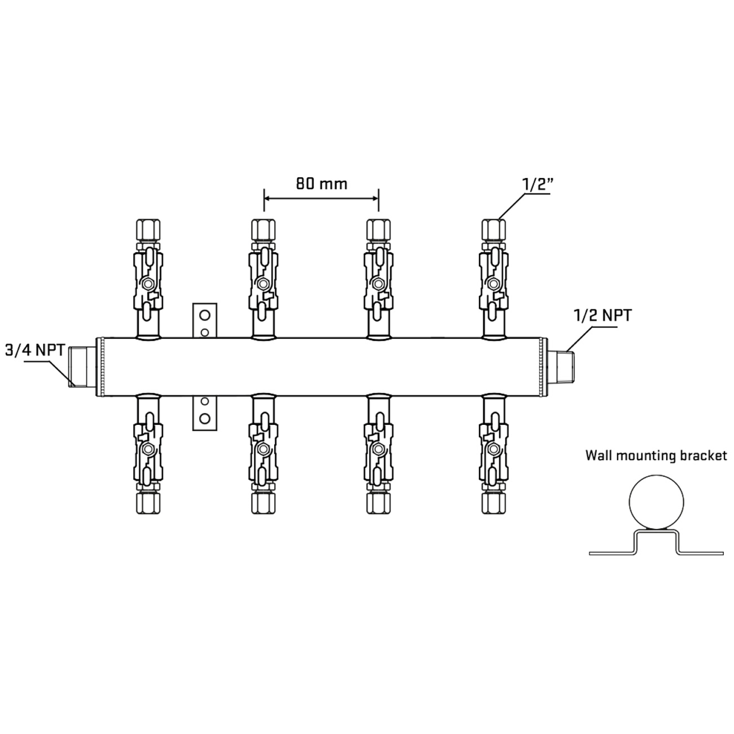 M508A051032 Manifolds Stainless Steel Double Sided