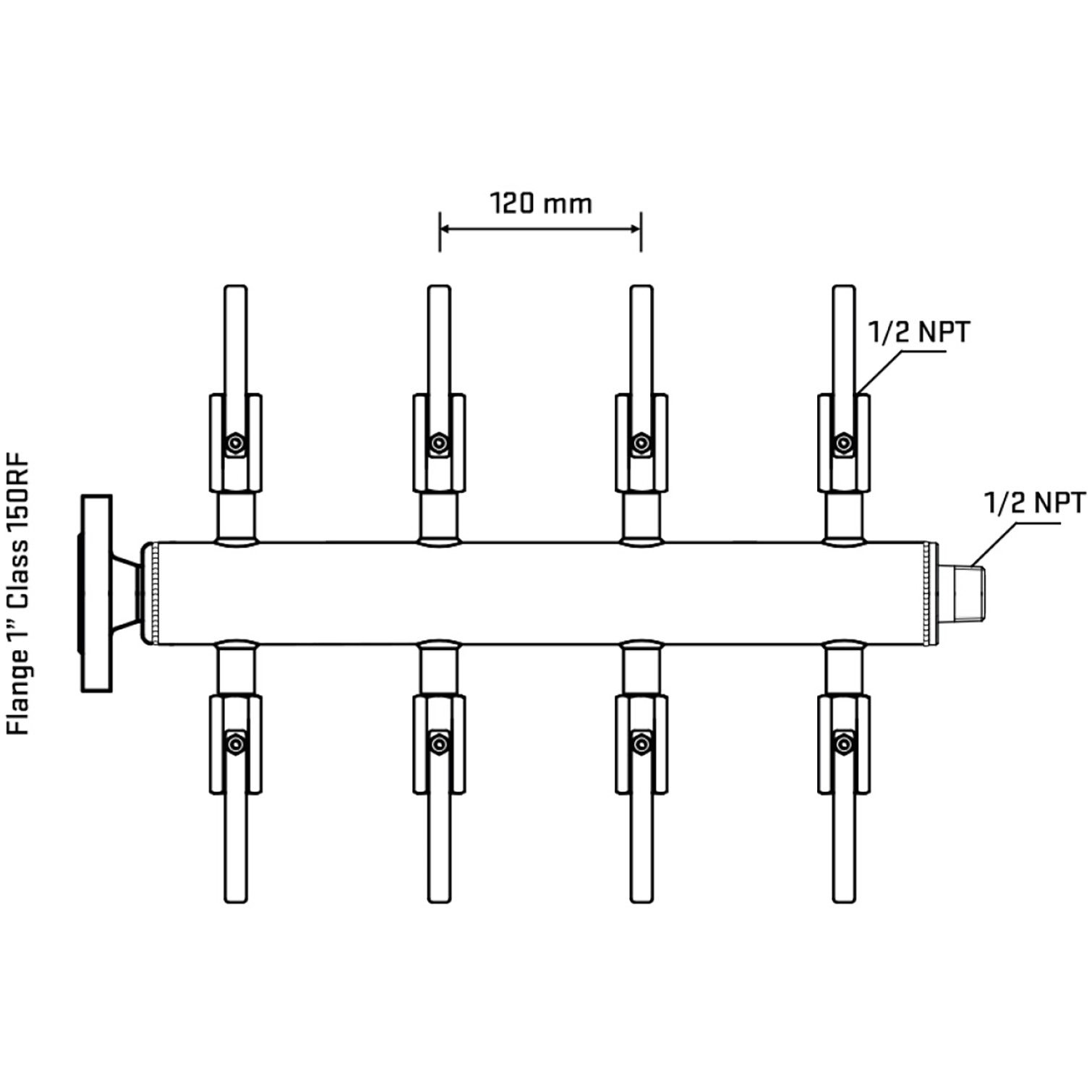 M508B080130 Manifolds Stainless Steel Double Sided