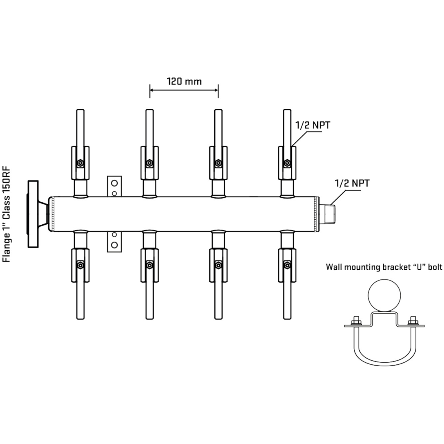 M508B080131 Manifolds Stainless Steel Double Sided