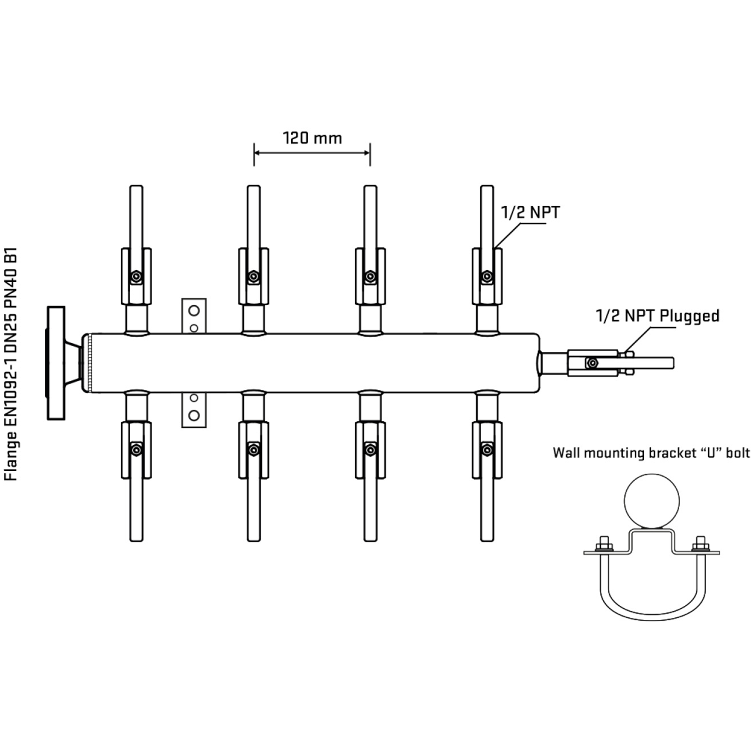 M508B080311 Manifolds Stainless Steel Double Sided