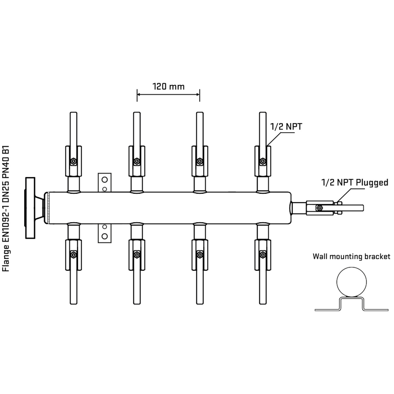 M508B080312 Manifolds Stainless Steel Double Sided