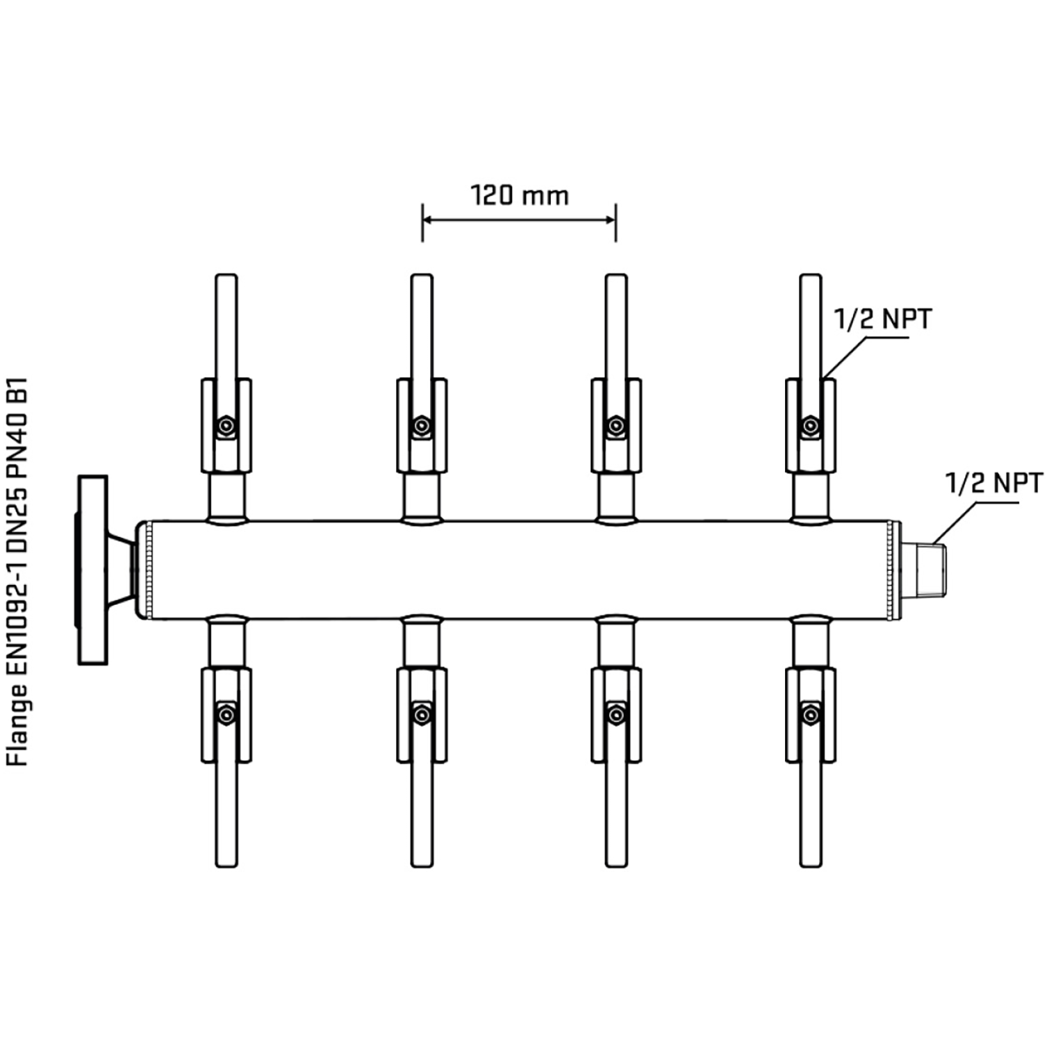 M508B080330 Manifolds Stainless Steel Double Sided