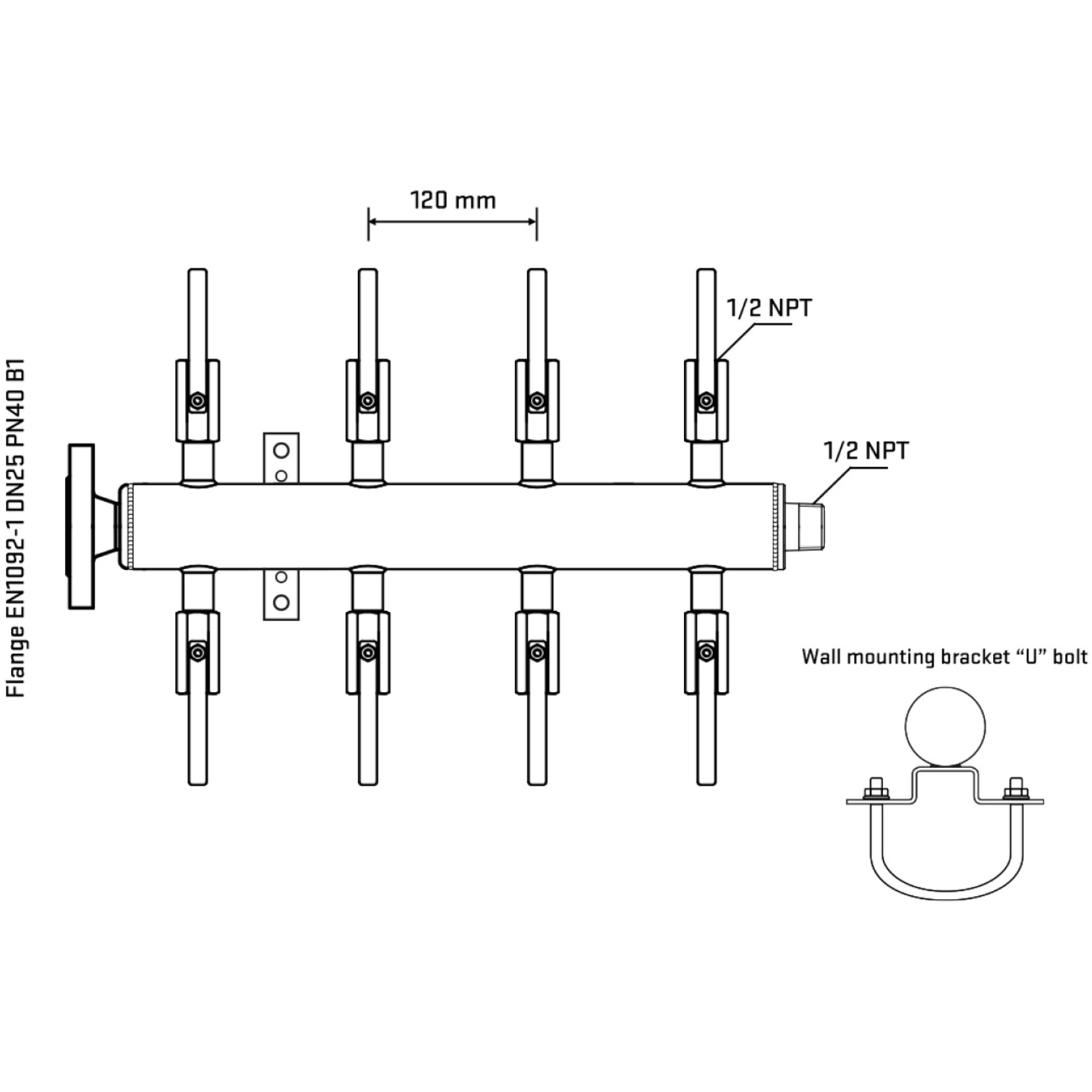 M508B080331 Manifolds Stainless Steel Double Sided