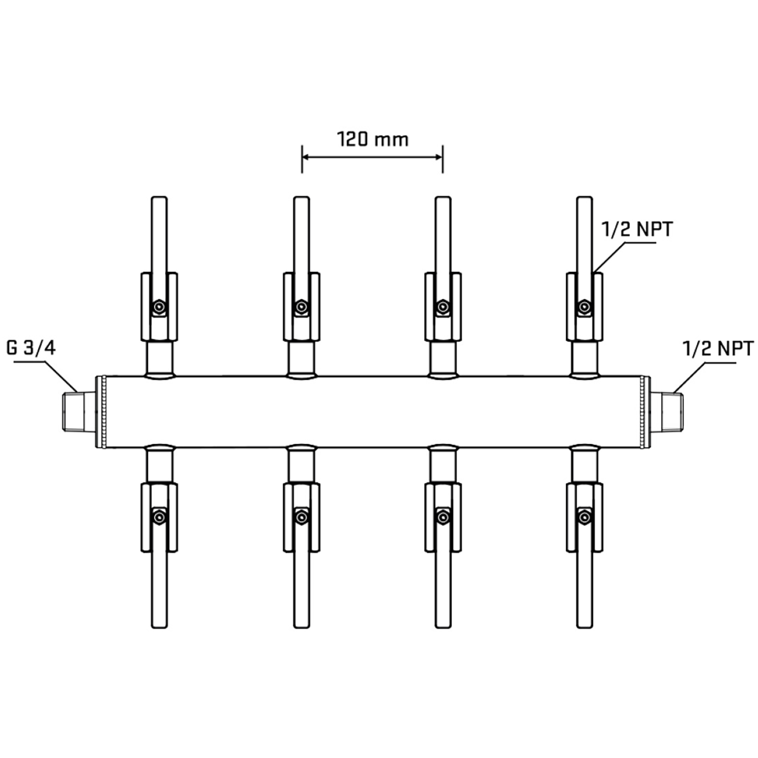 M508B080430 Manifolds Stainless Steel Double Sided