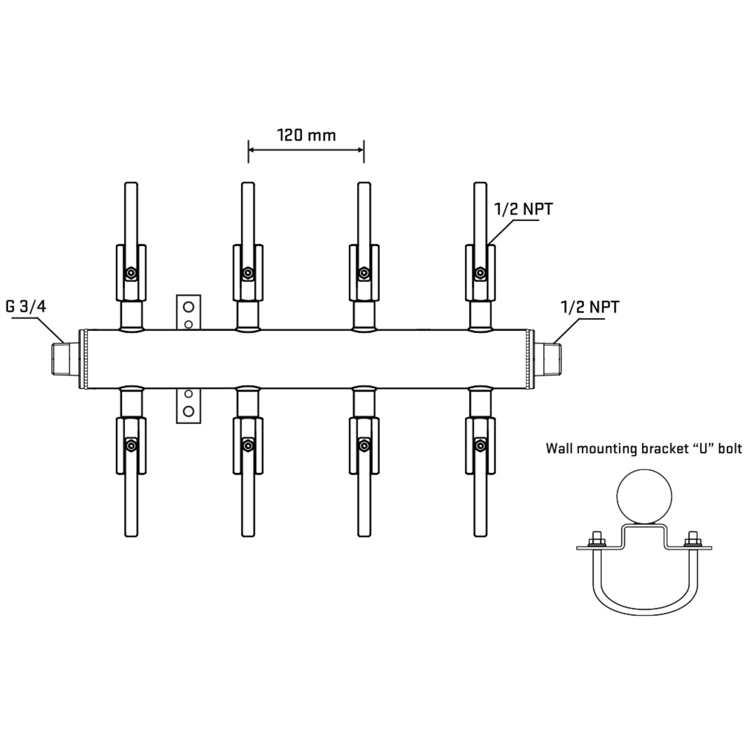 M508B080431 Manifolds Stainless Steel Double Sided