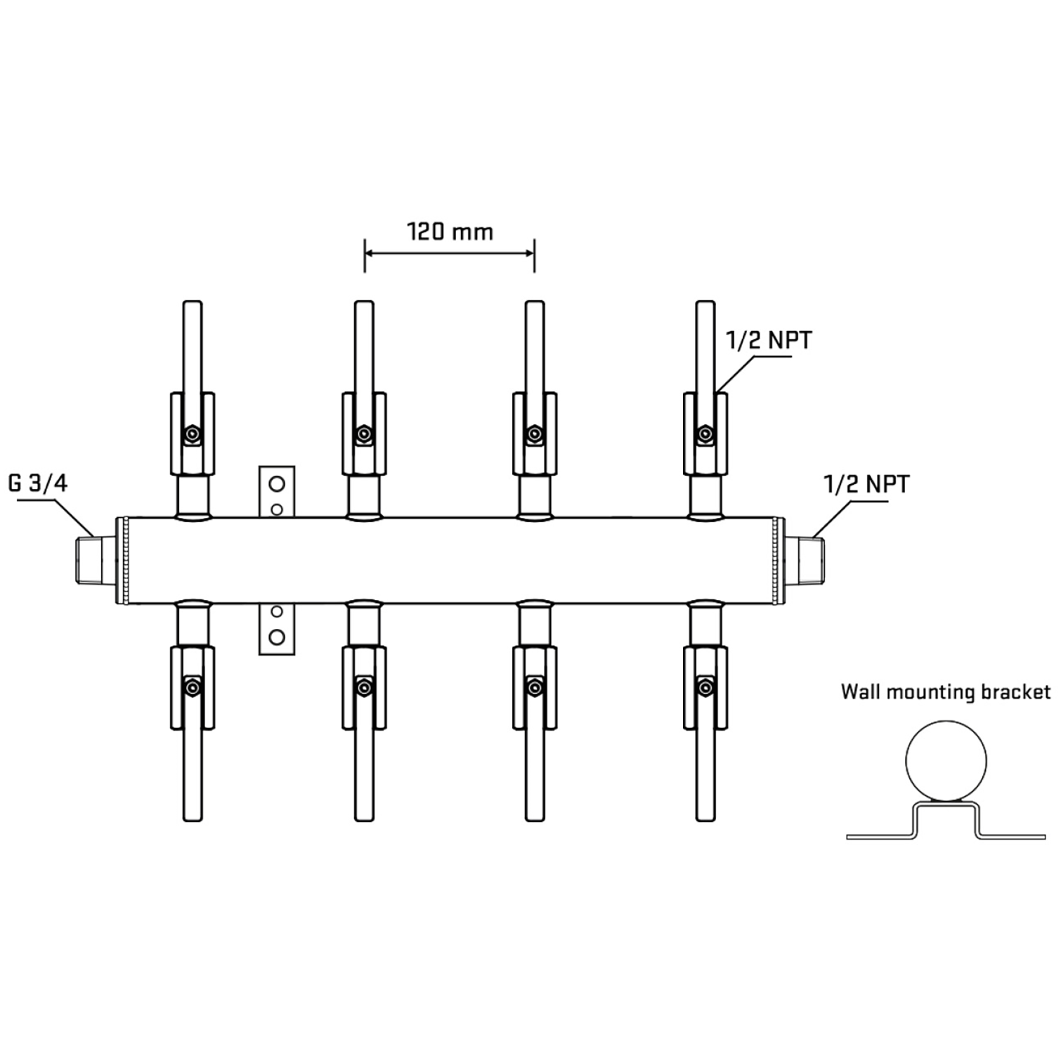 M508B080432 Manifolds Stainless Steel Double Sided