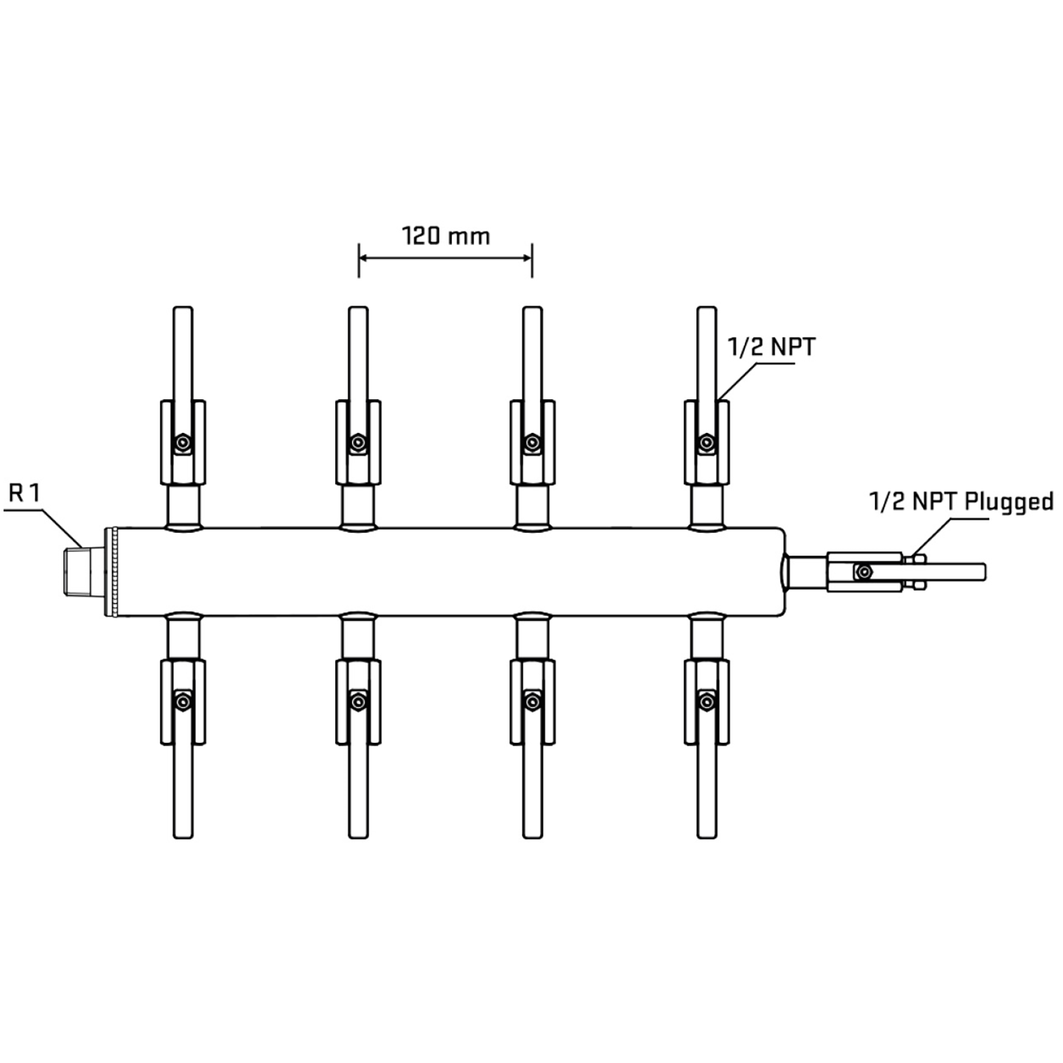 M508B080510 Manifolds Stainless Steel Double Sided