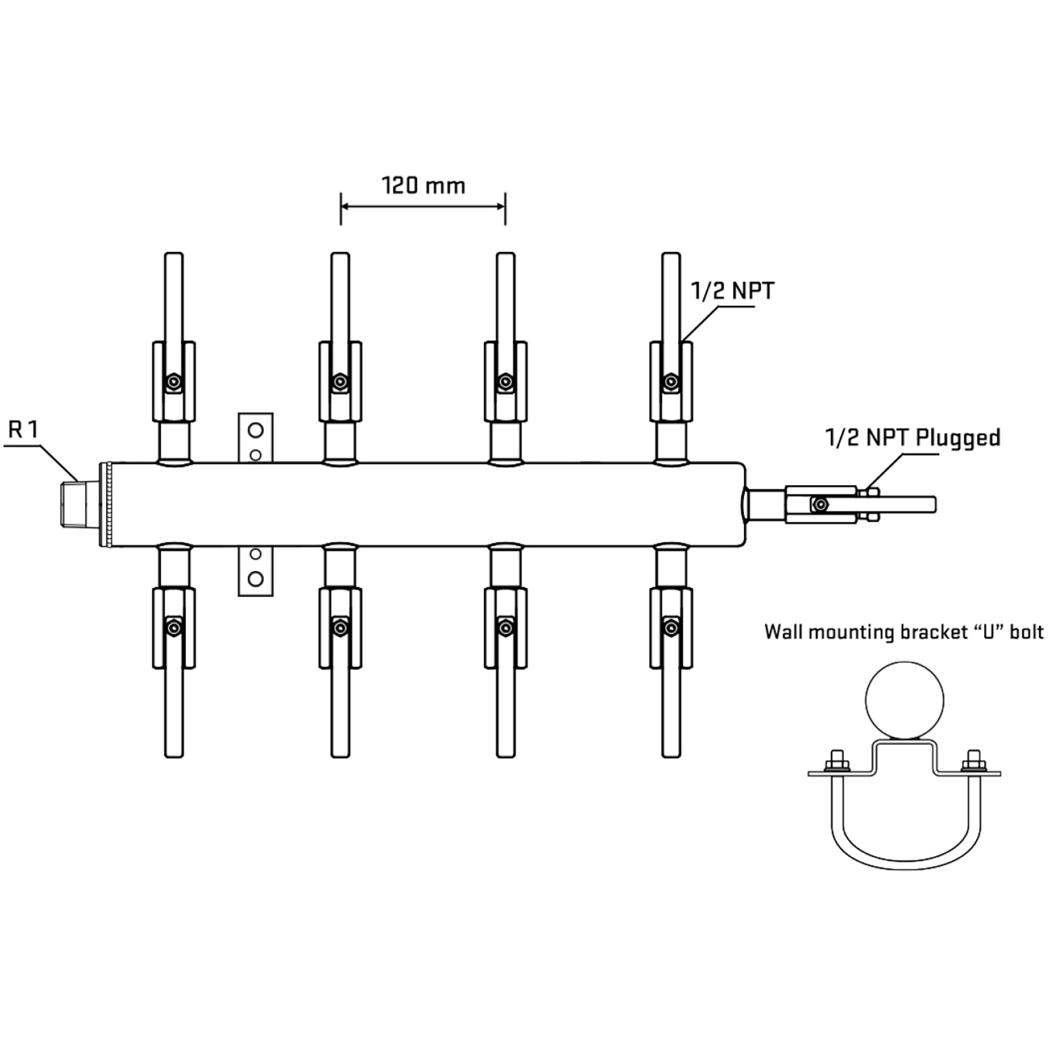 M508B080511 Manifolds Stainless Steel Double Sided