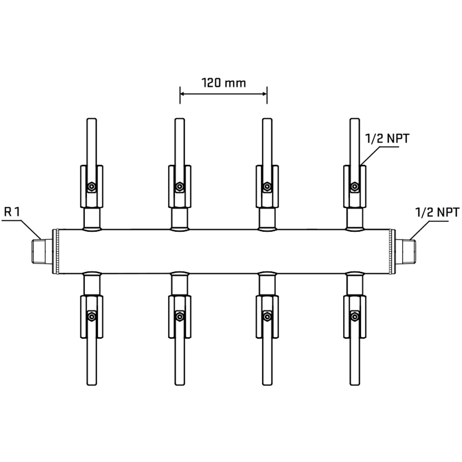 M508B080530 Manifolds Stainless Steel Double Sided