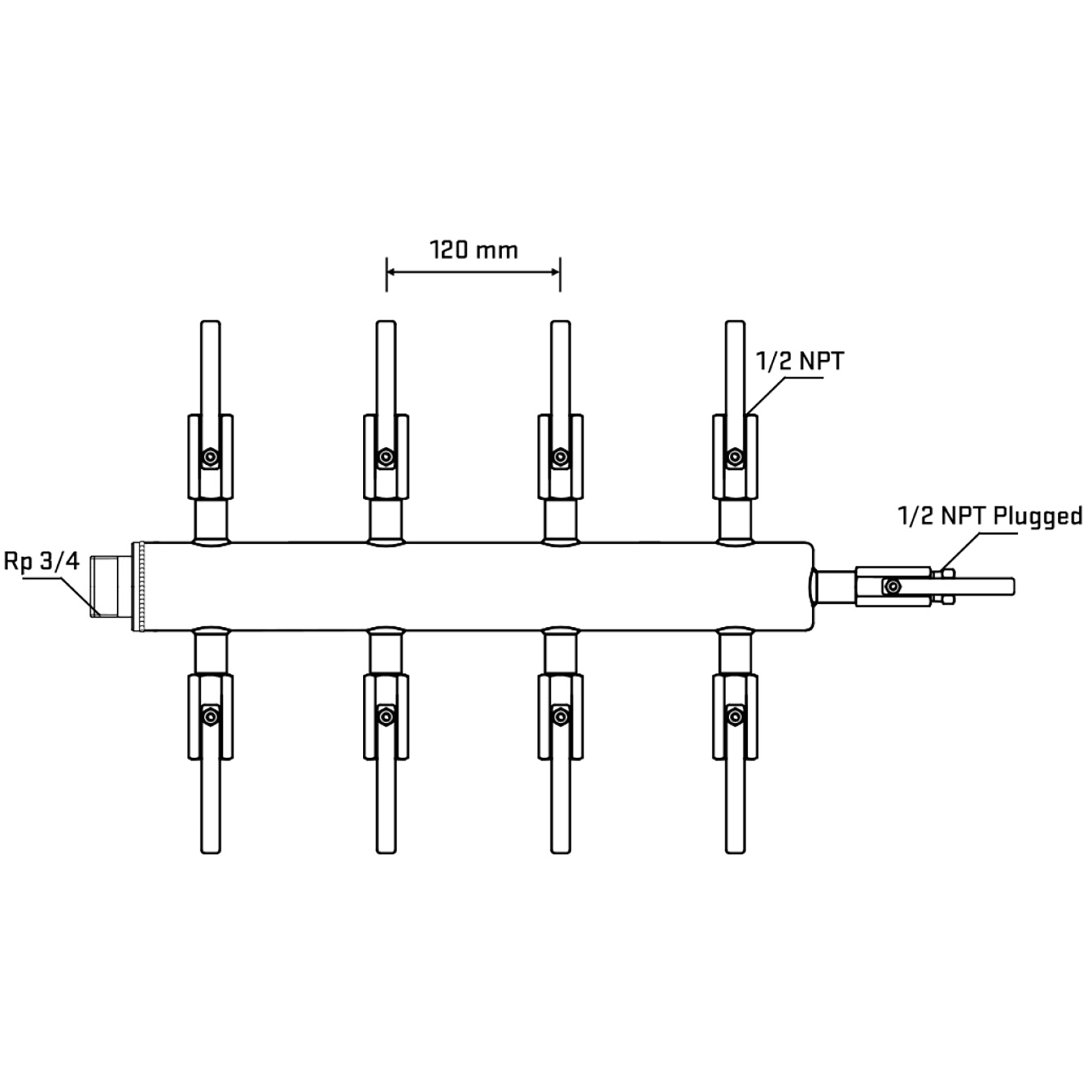 M508B080610 Manifolds Stainless Steel Double Sided