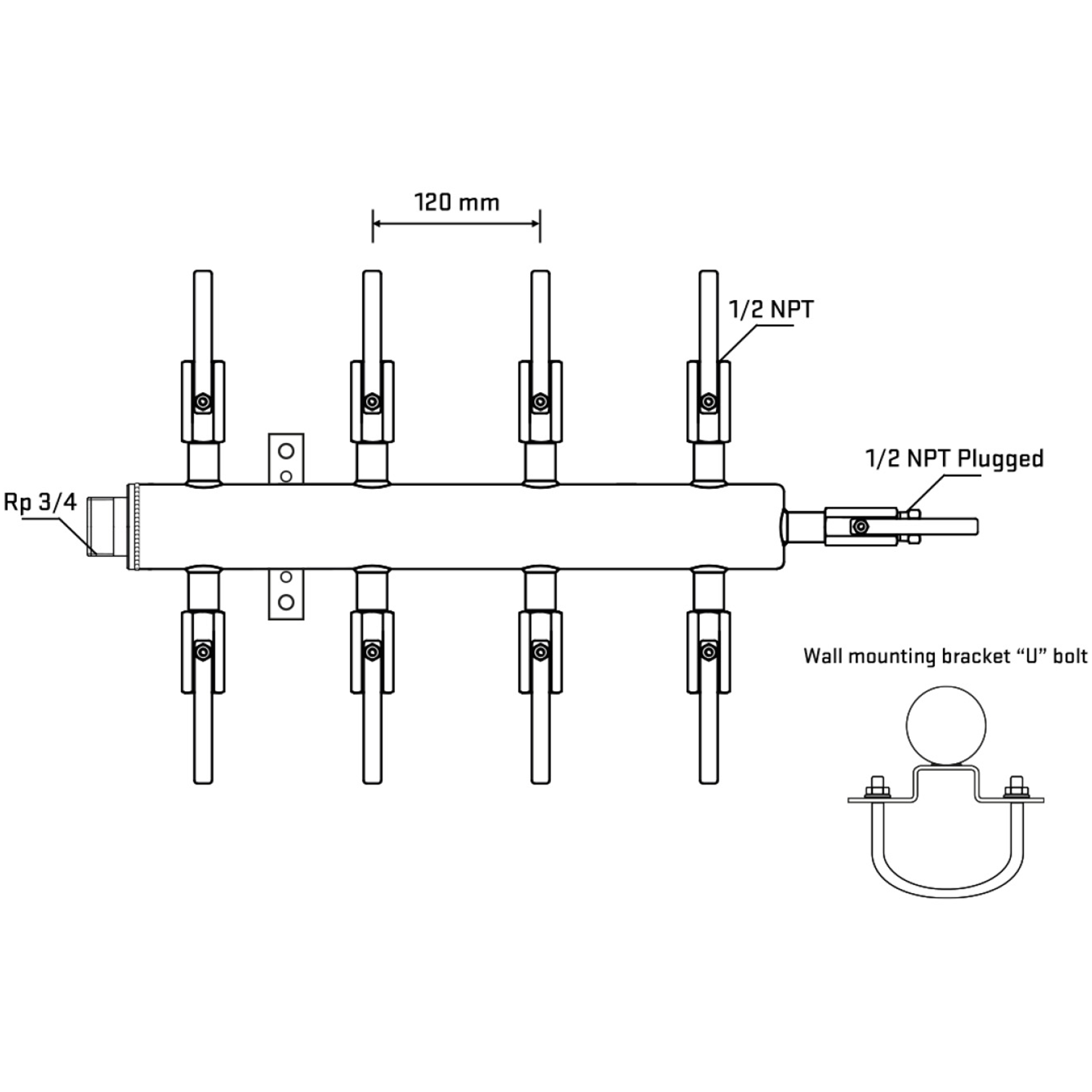 M508B080611 Manifolds Stainless Steel Double Sided