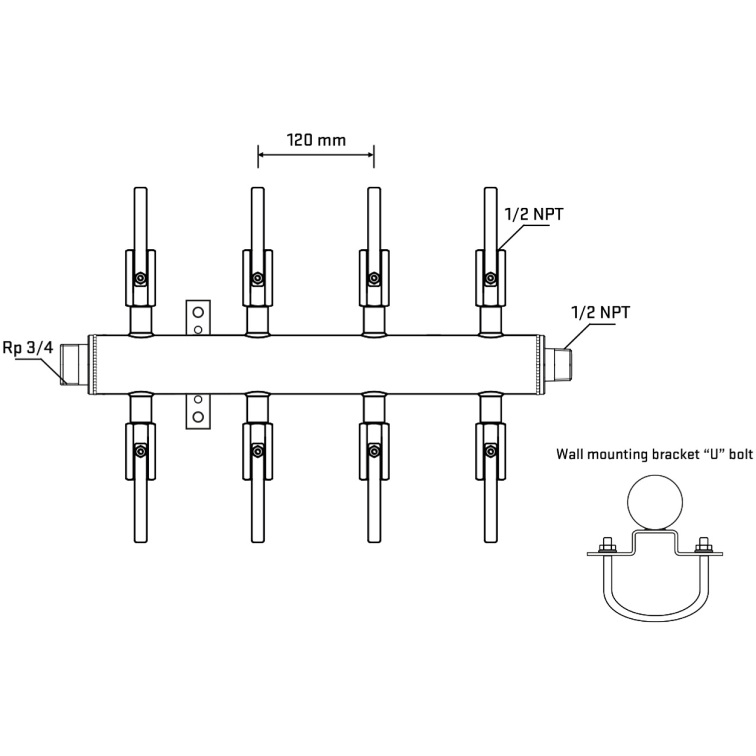 M508B080631 Manifolds Stainless Steel Double Sided