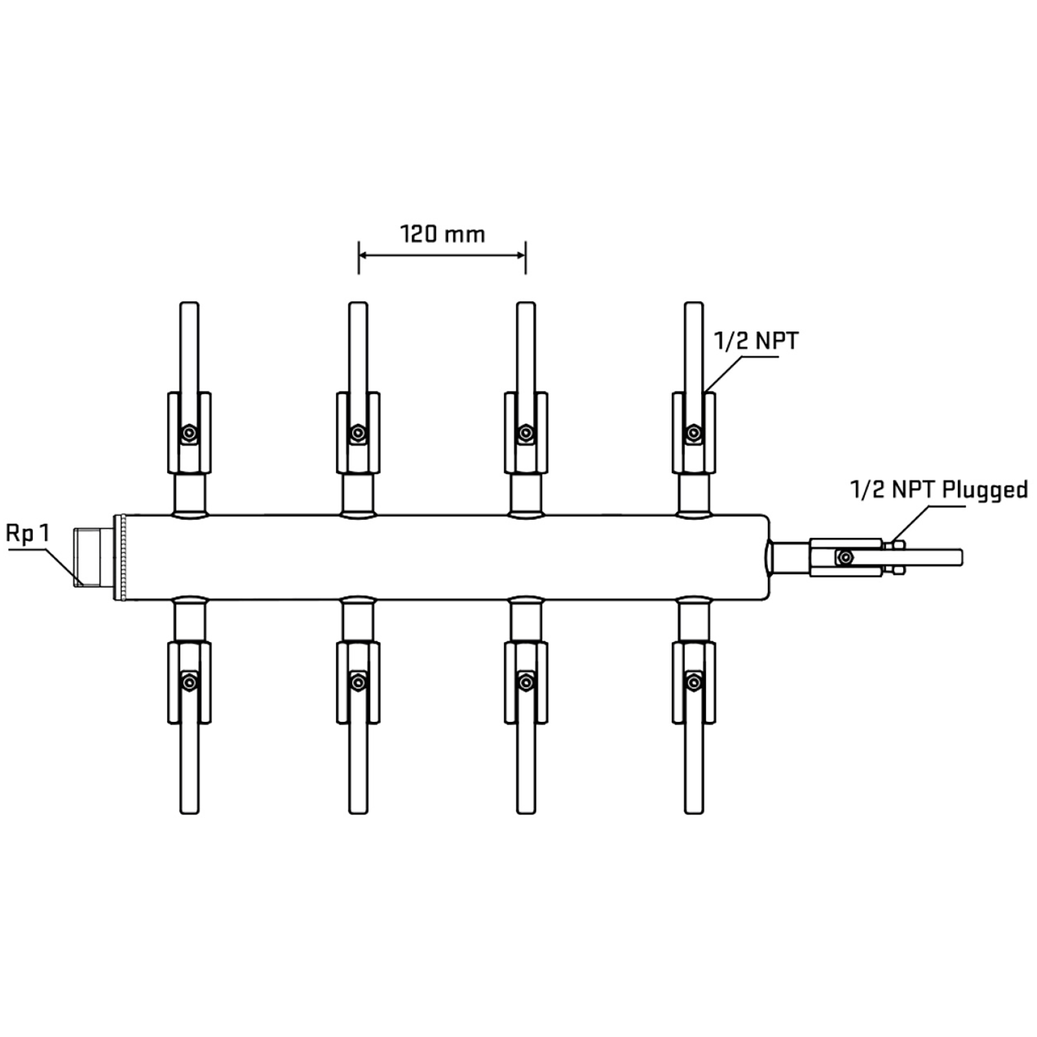 M508B080710 Manifolds Stainless Steel Double Sided