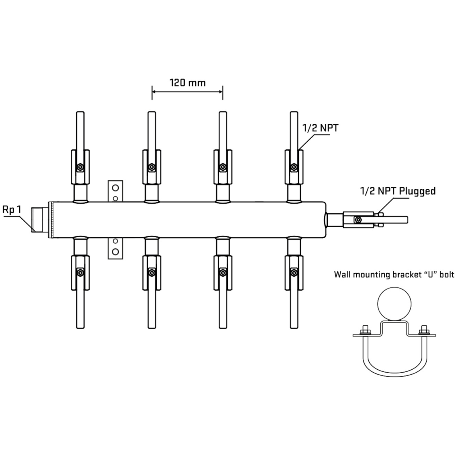 M508B080711 Manifolds Stainless Steel Double Sided