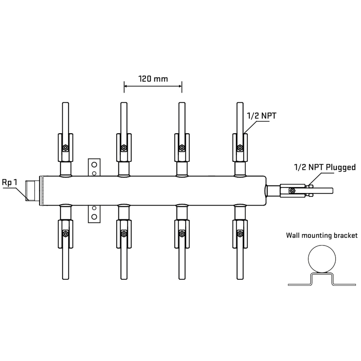 M508B080712 Manifolds Stainless Steel Double Sided