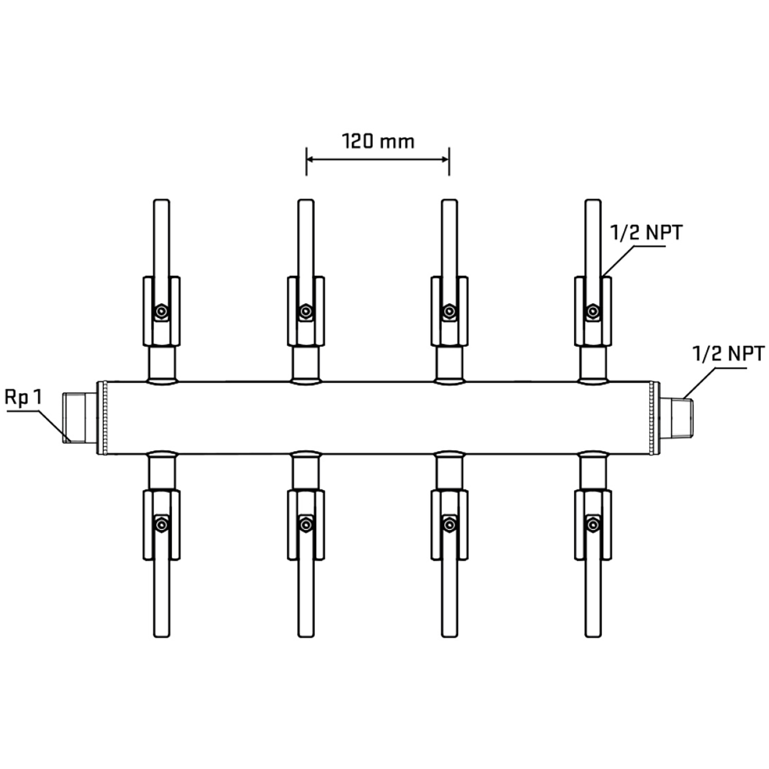 M508B080730 Manifolds Stainless Steel Double Sided