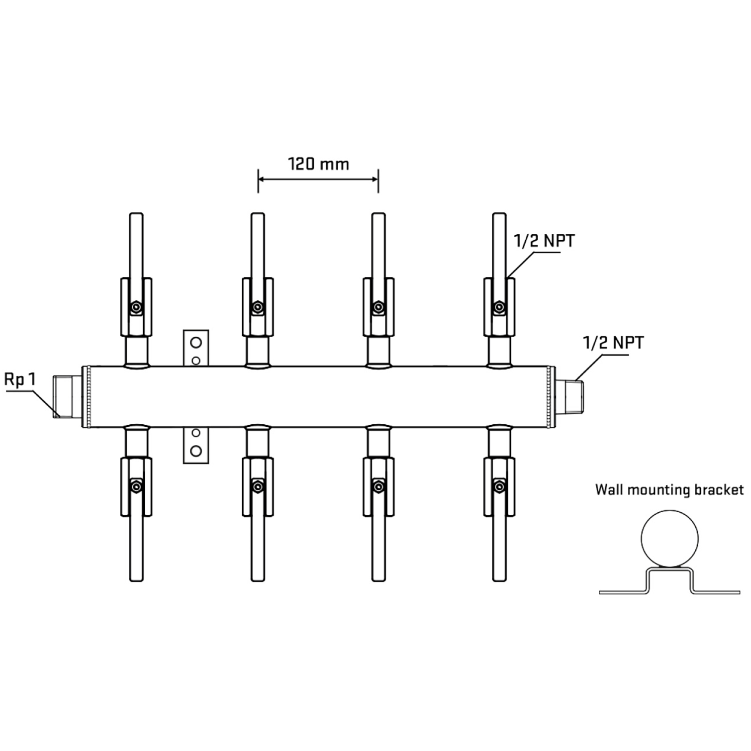 M508B080732 Manifolds Stainless Steel Double Sided