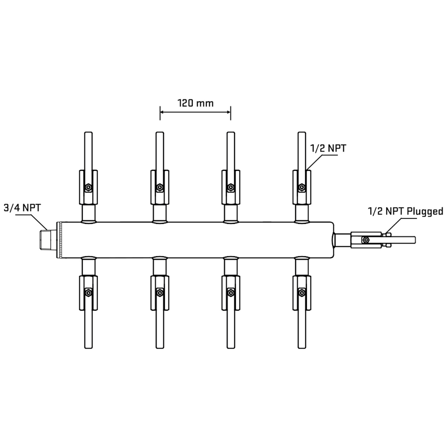 M508B080810 Manifolds Stainless Steel Double Sided