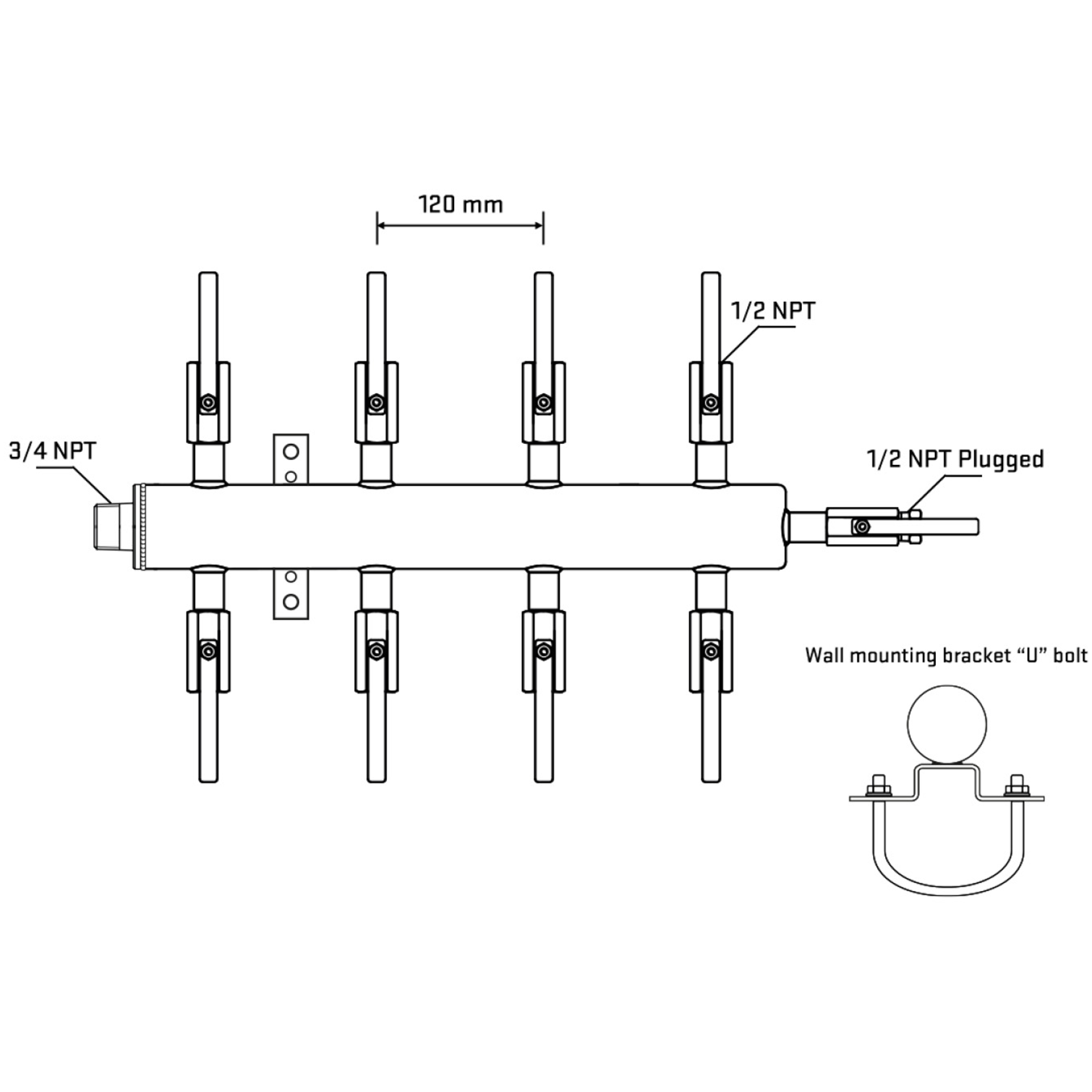 M508B080811 Manifolds Stainless Steel Double Sided