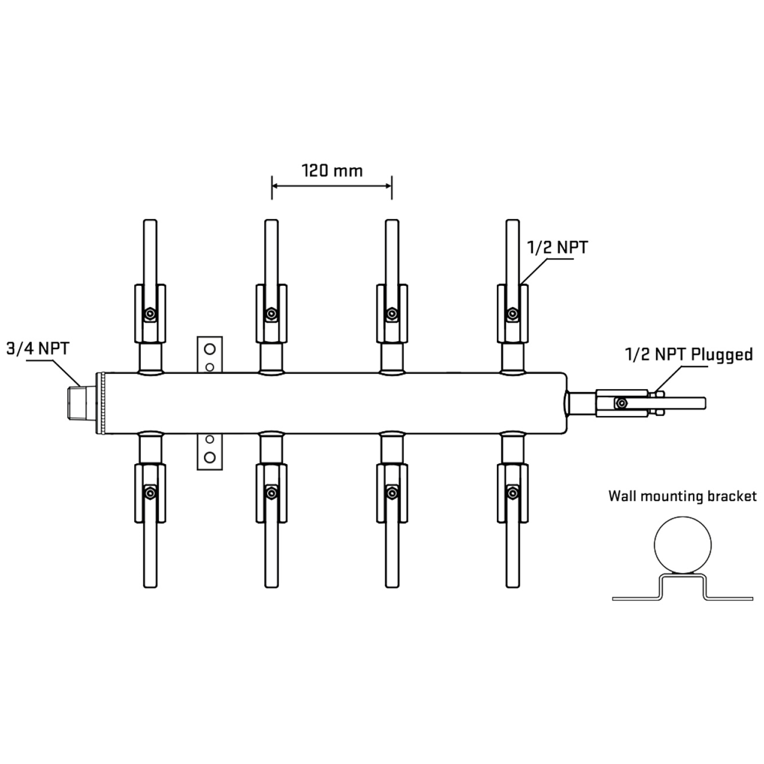 M508B080812 Manifolds Stainless Steel Double Sided