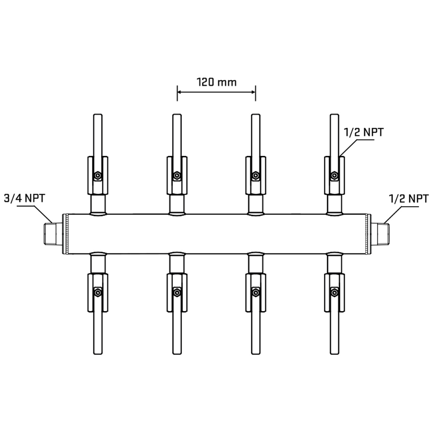 M508B080830 Manifolds Stainless Steel Double Sided