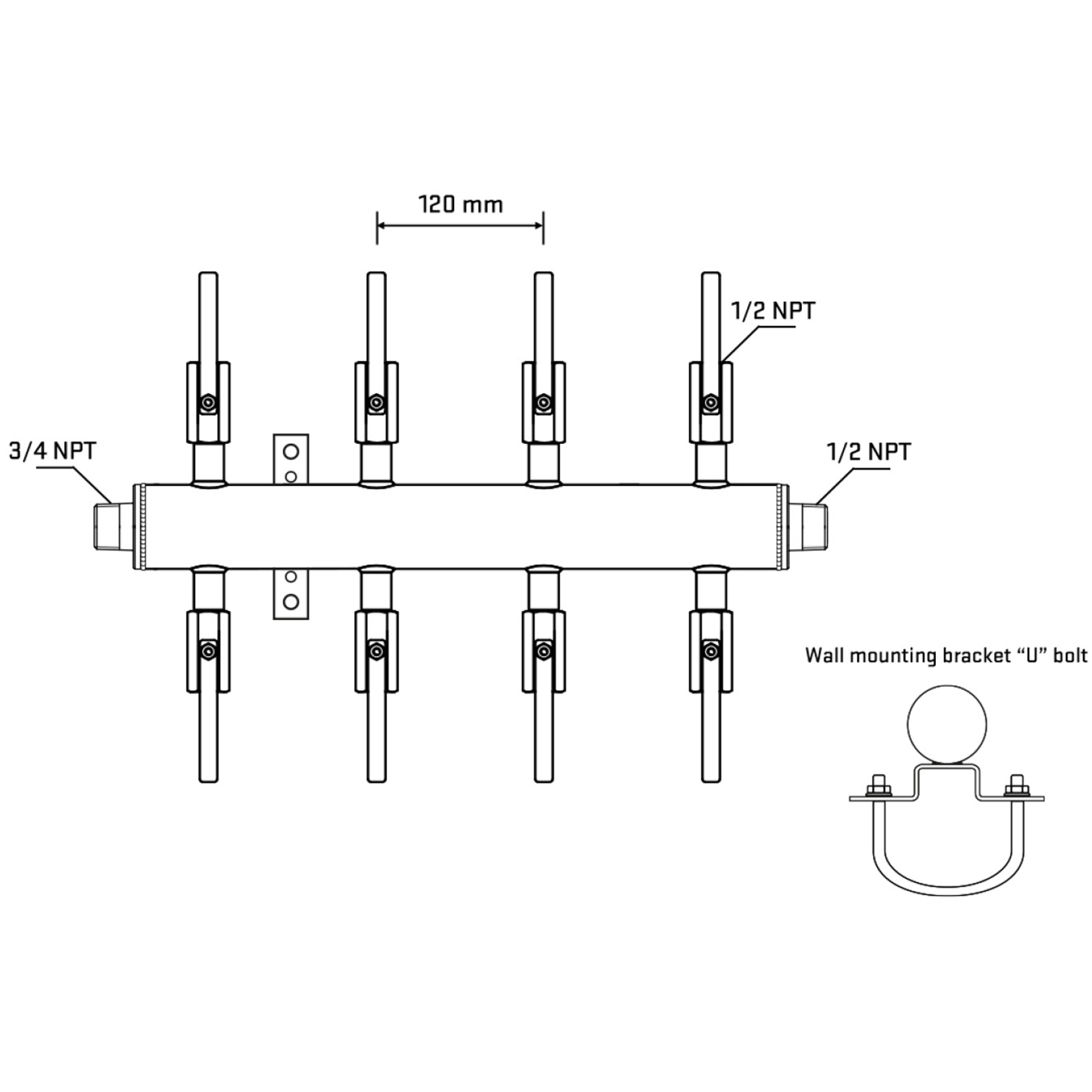 M508B080831 Manifolds Stainless Steel Double Sided